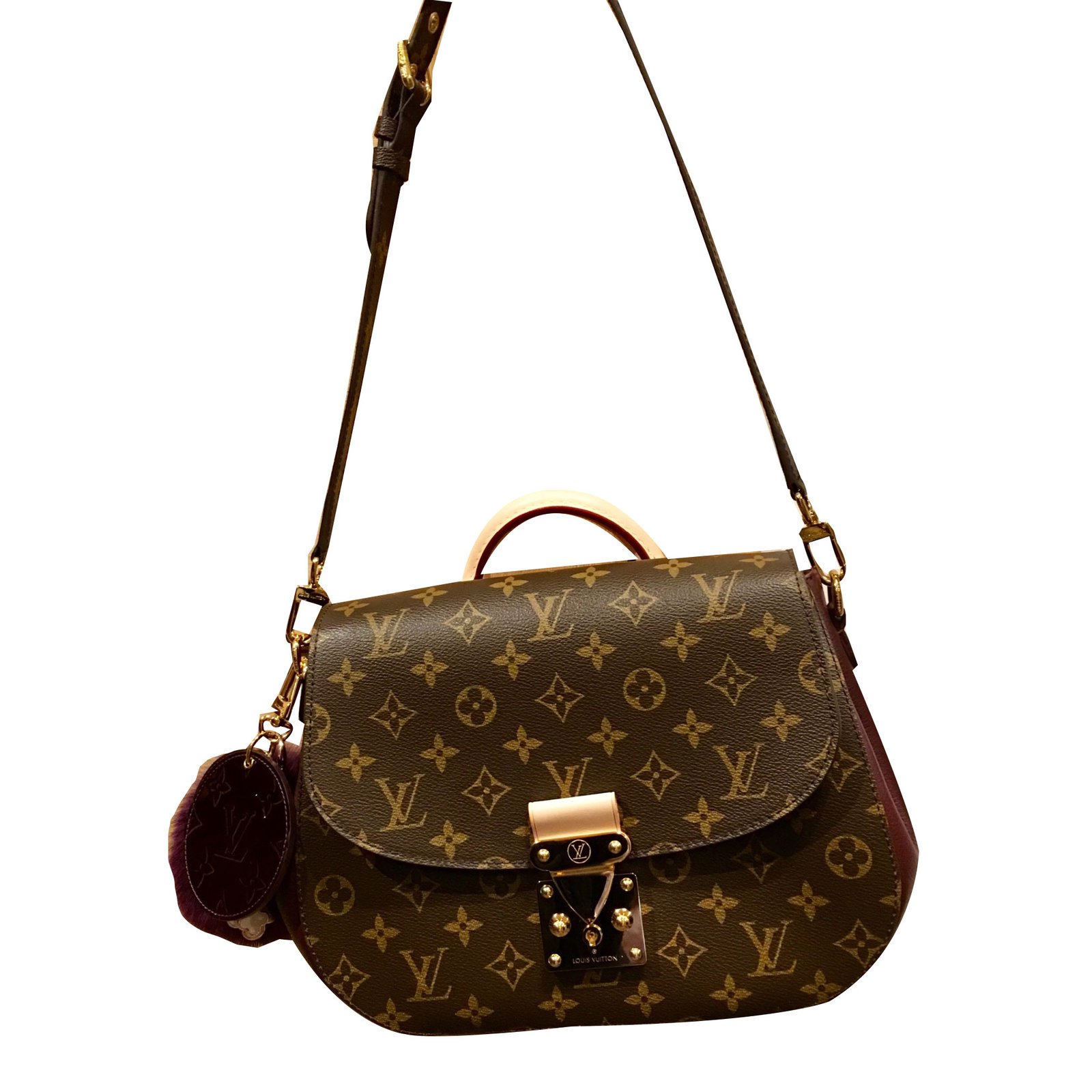 Louis Vuitton Handbags Handbags Leather,Cloth Dark red ref.62853 - Joli Closet