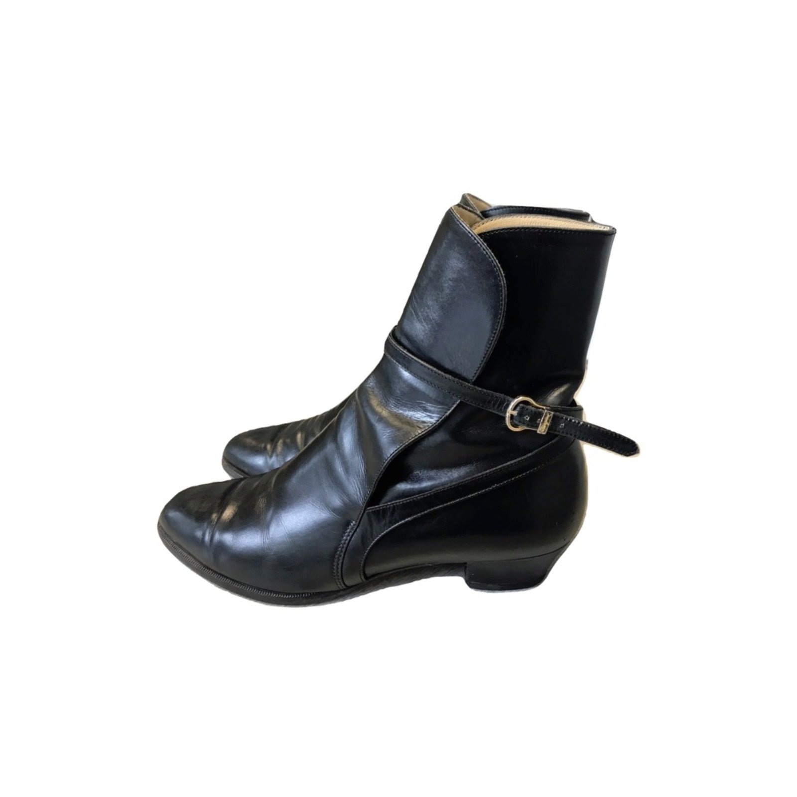 Salvatore Ferragamo Ankle Boots Black Leather ref.63582 Joli Closet