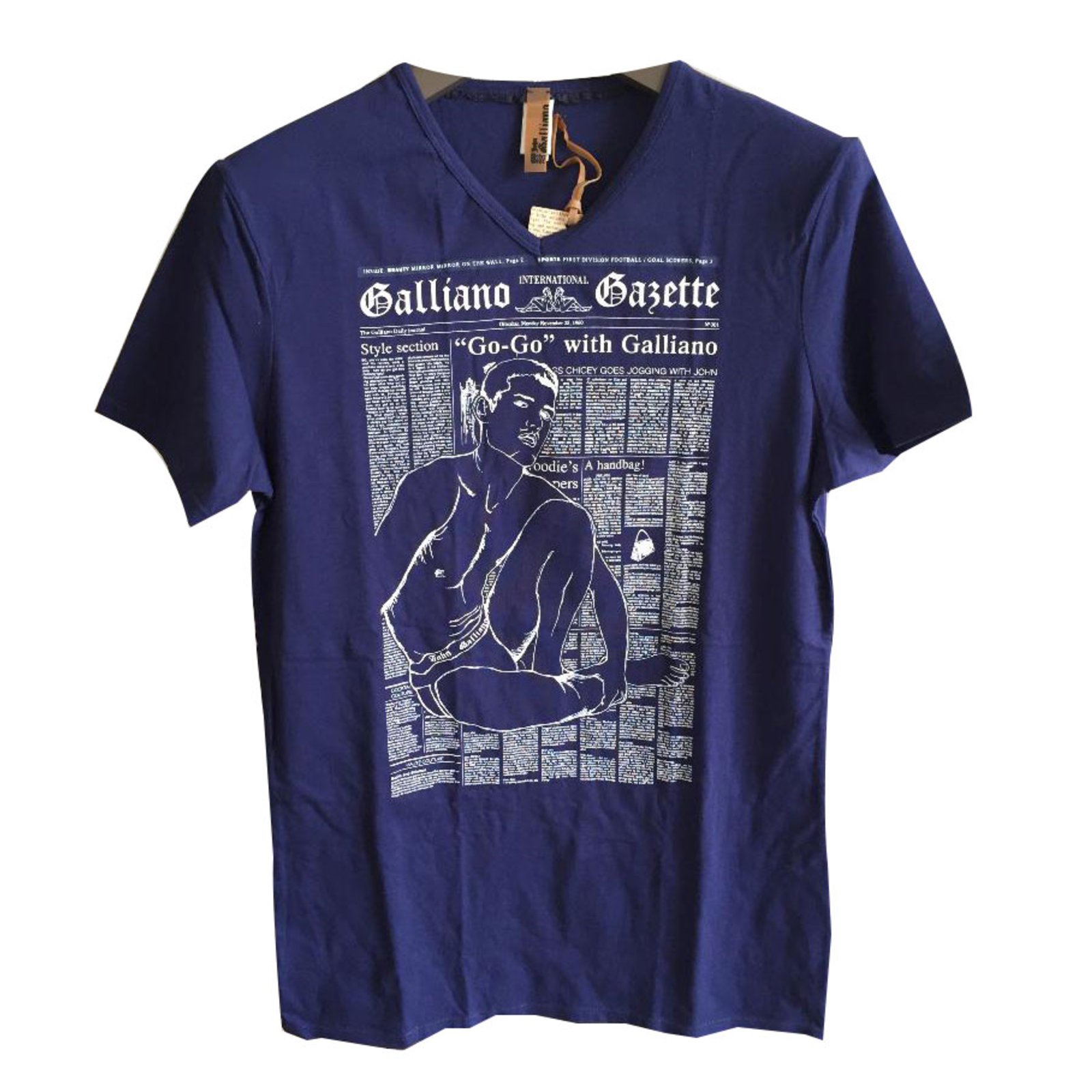 John Galliano gazette blue t-shirt Cotton Elastane ref.63615