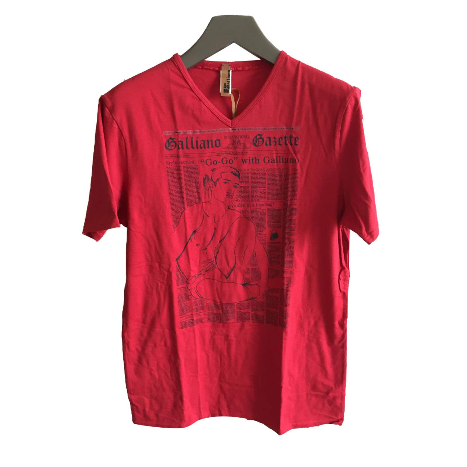 John Galliano gazette red t-shirt Cotton Elastane ref.63616 - Joli