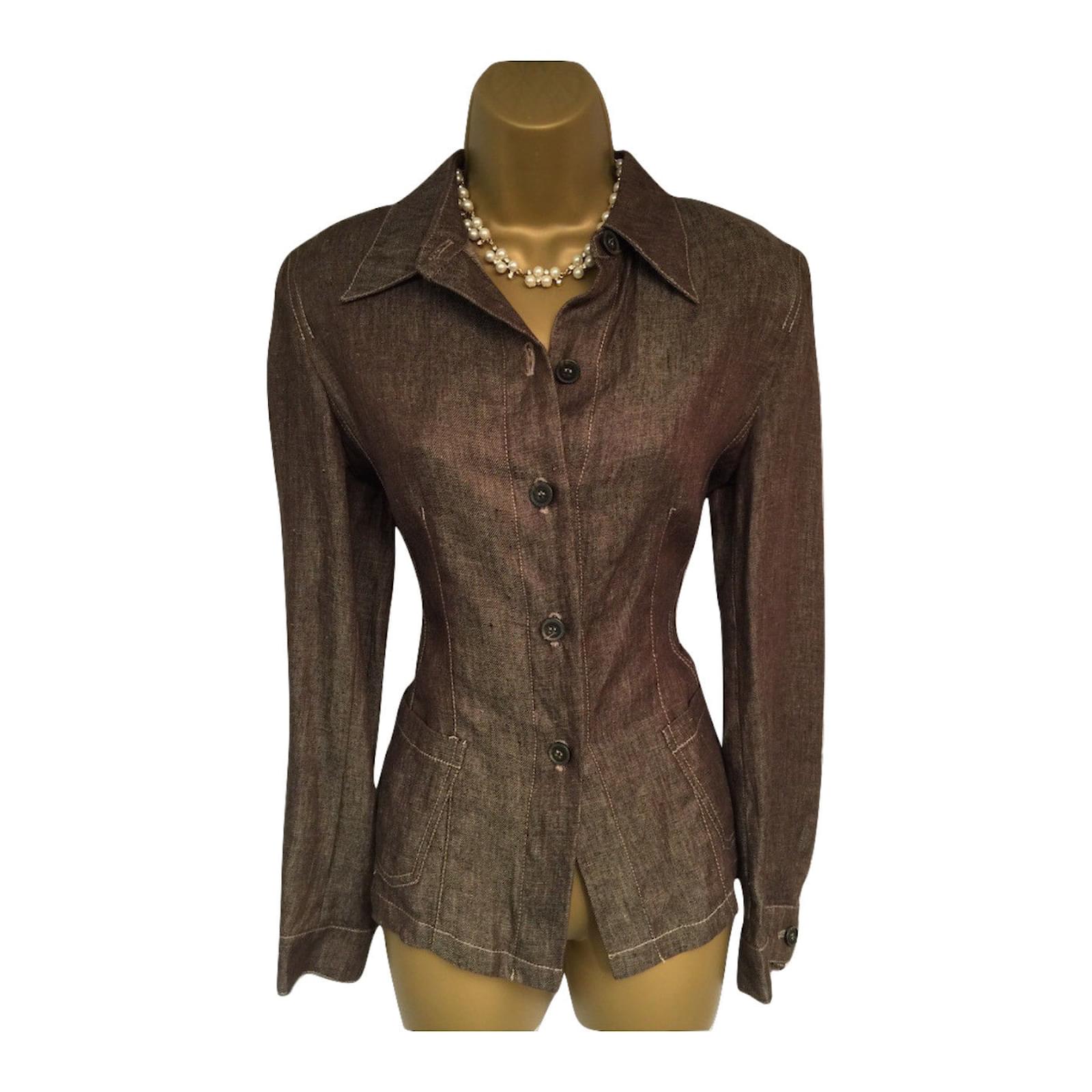 Max Mara Jackets Linen Brown Ref 63930 Joli Closet Max Mara Jackets Linen Brown Ref 63930