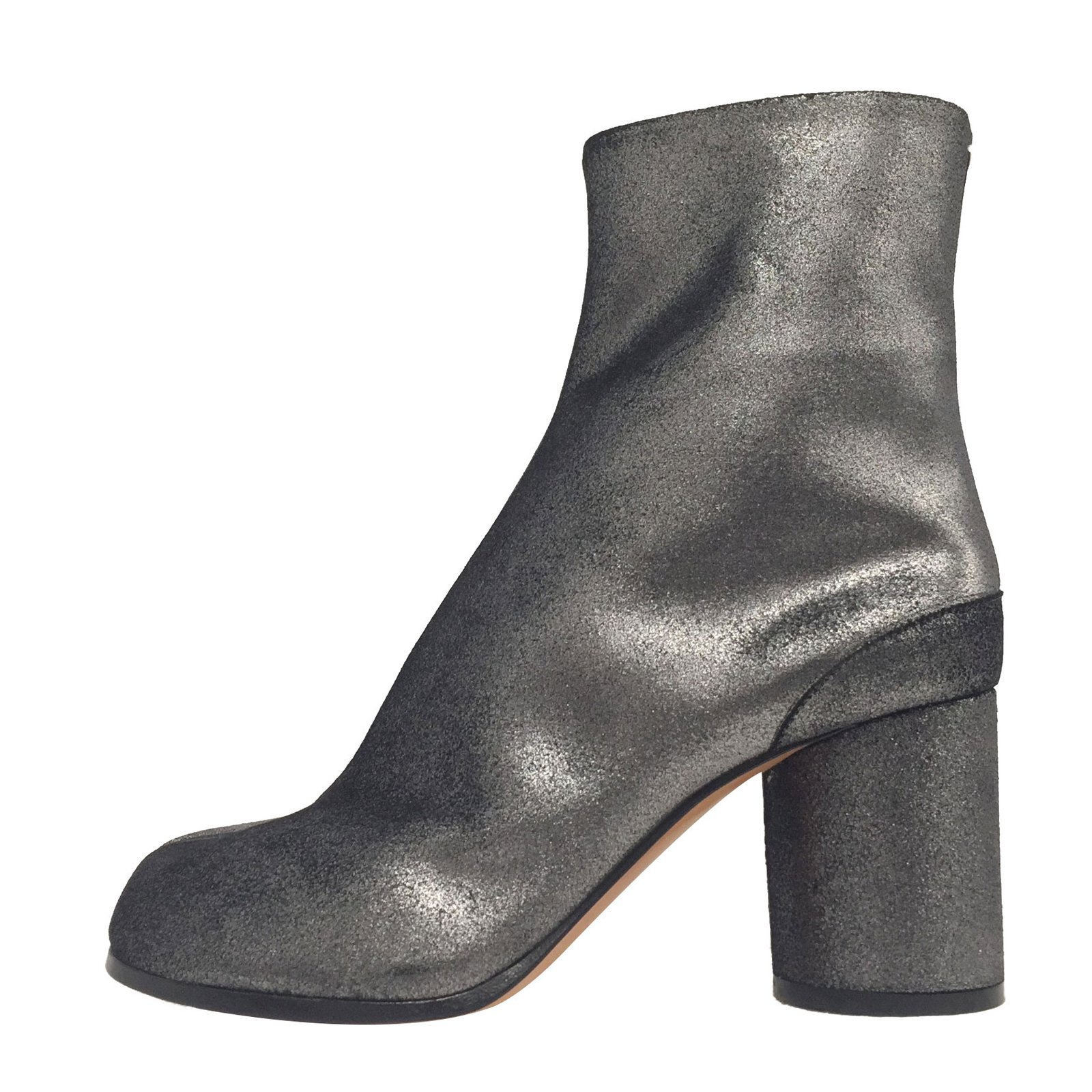 Maison Martin Margiela Tabi Ankle Boots Silvery Metallic Leather