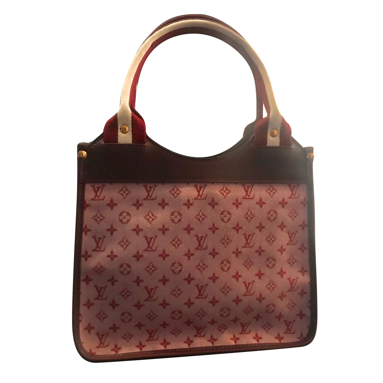 Louis Vuitton Handbags Handbags Leather,Cloth Red ref.64456 - Joli Closet