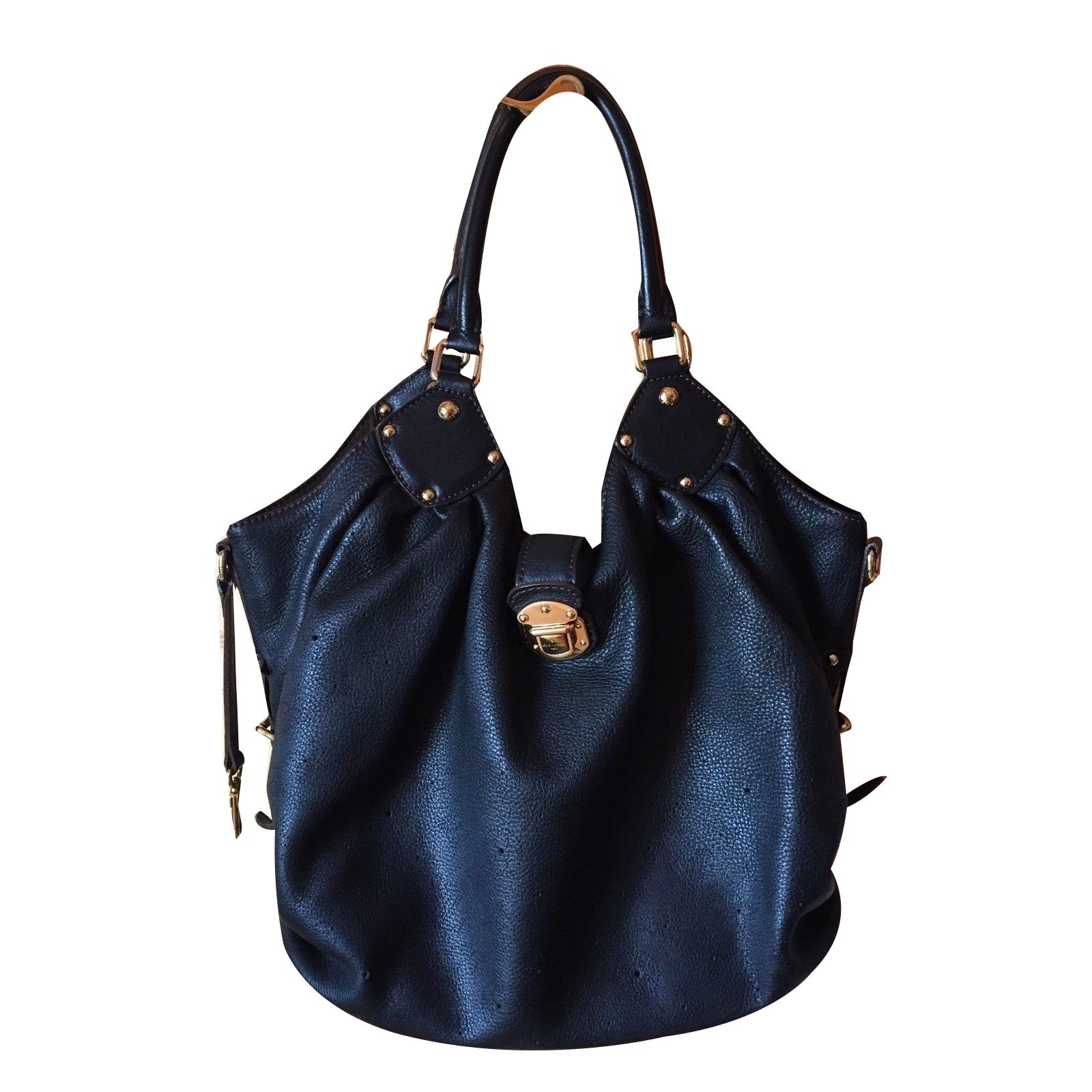 BLACK LOUIS VUITTON XL MAHINA BAG PURSE Handbag. Excellent Condition
