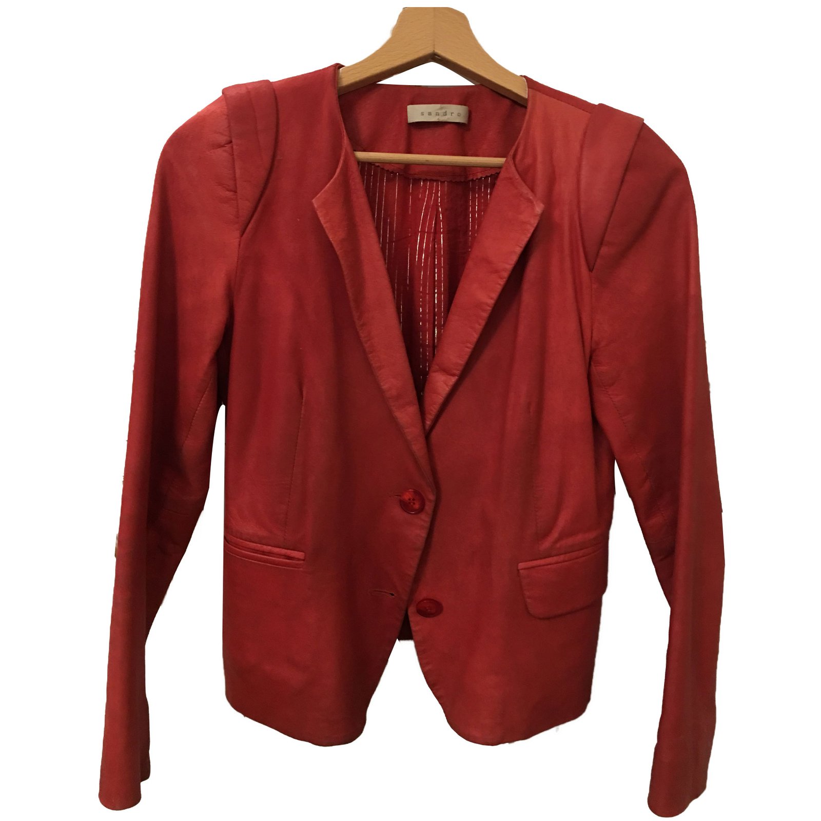 Sandro Jacket Red Leather ref.65062 - Joli Closet