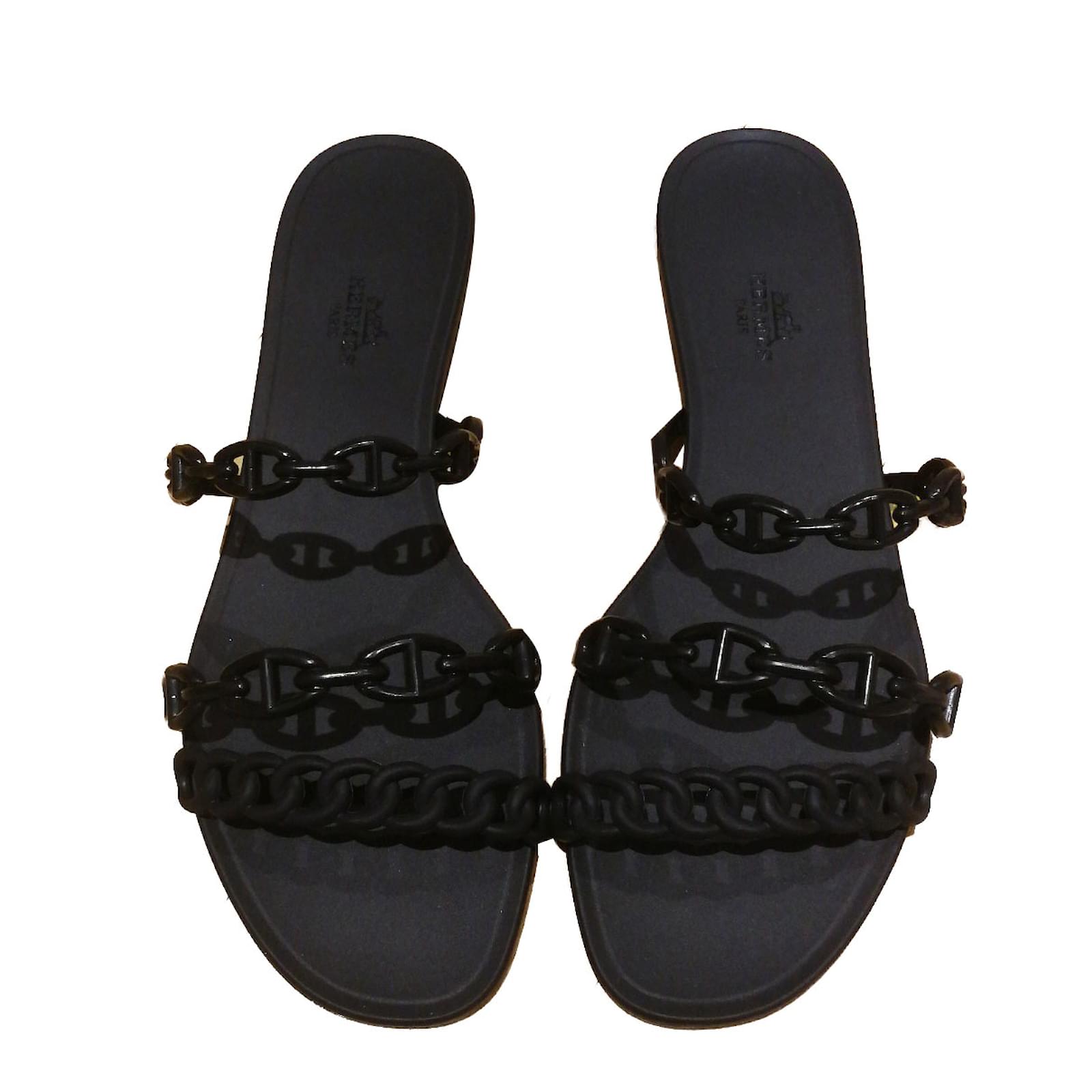 Hermès rivage Sandals Rubber Black ref 