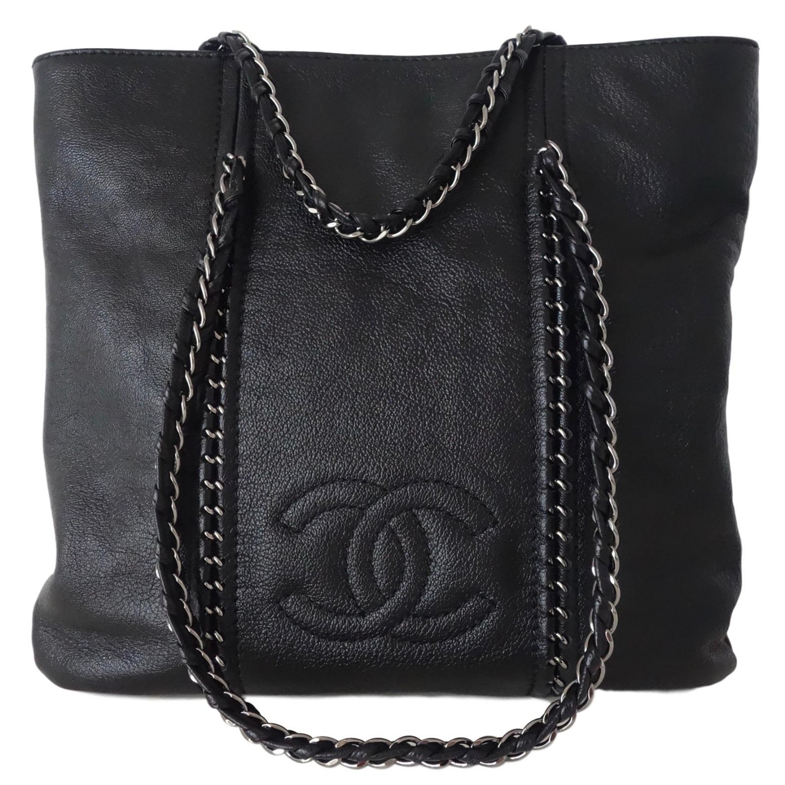 Chanel Shopping Bag Black Leather ref.65186 - Joli Closet
