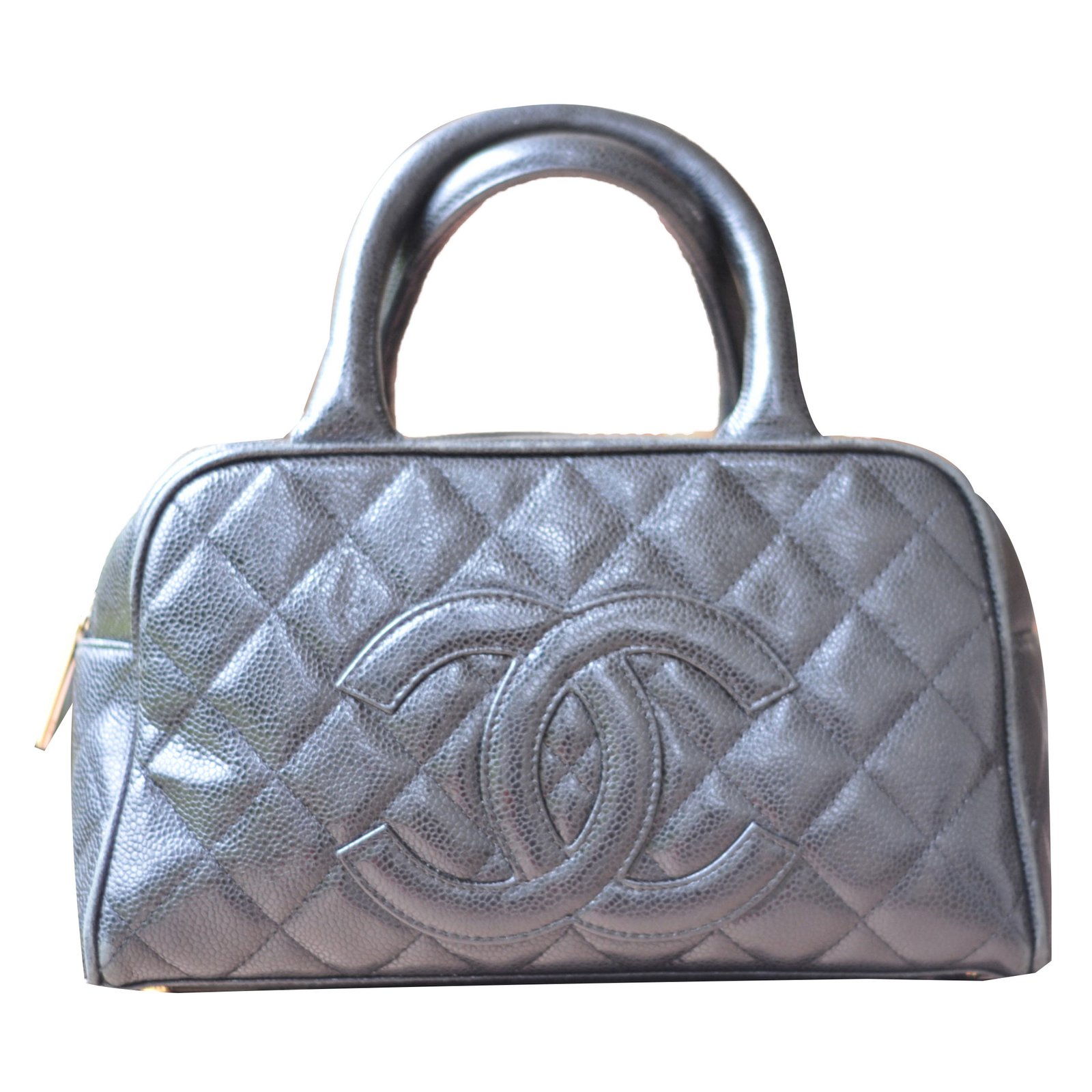 Chanel Vintage Bowling Bag Black Leather ref.65221 - Joli Closet