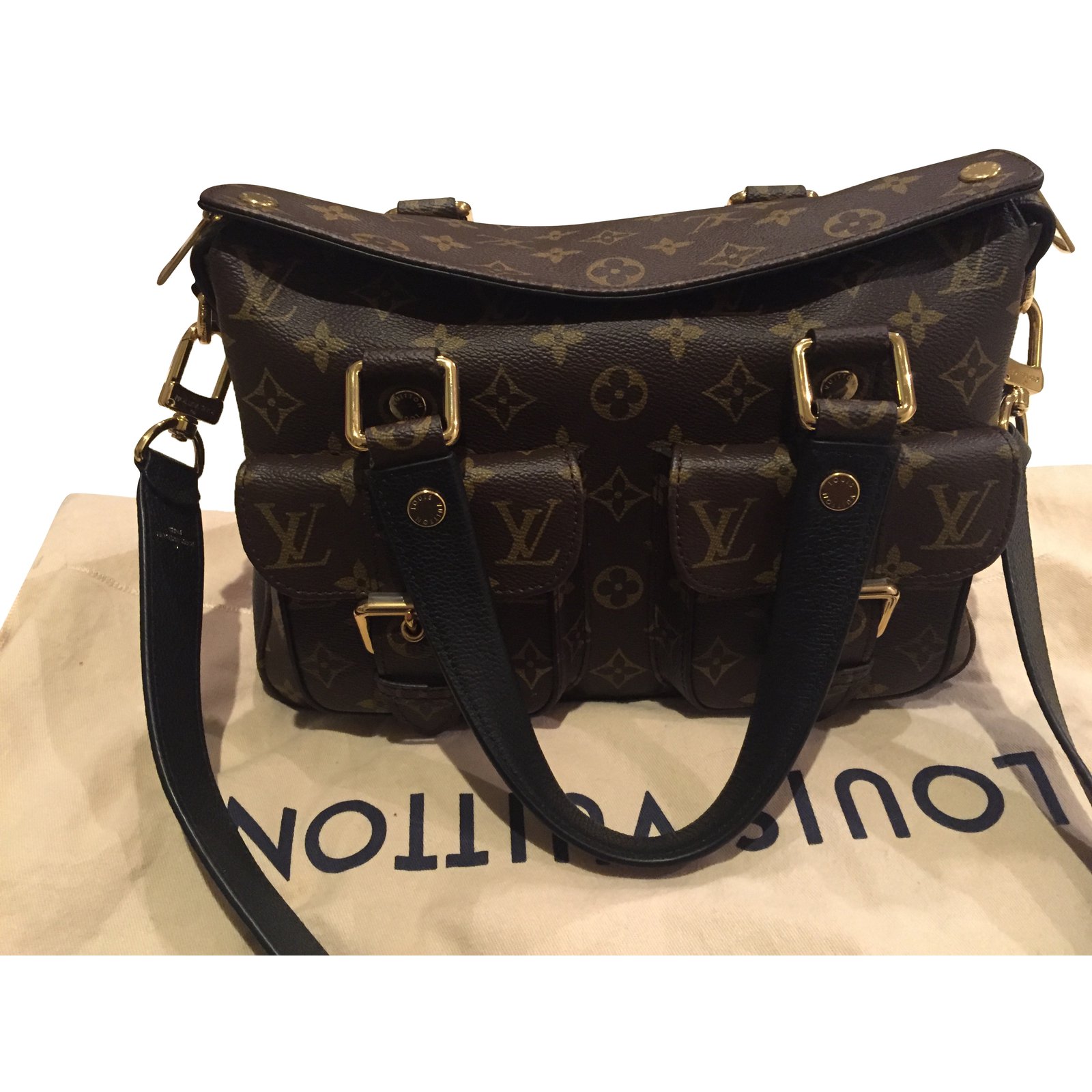 Louis Vuitton Manhattan Handbags Leather Black ref.65511 - Joli Closet