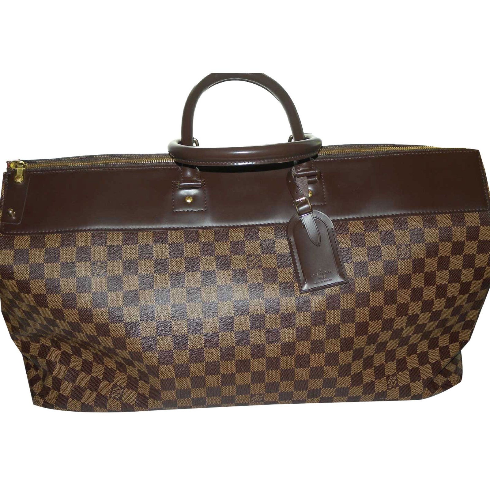 Louis Vuitton Greenwich GM Travel bag Leather,Cloth Dark brown ref.65807 - Joli Closet
