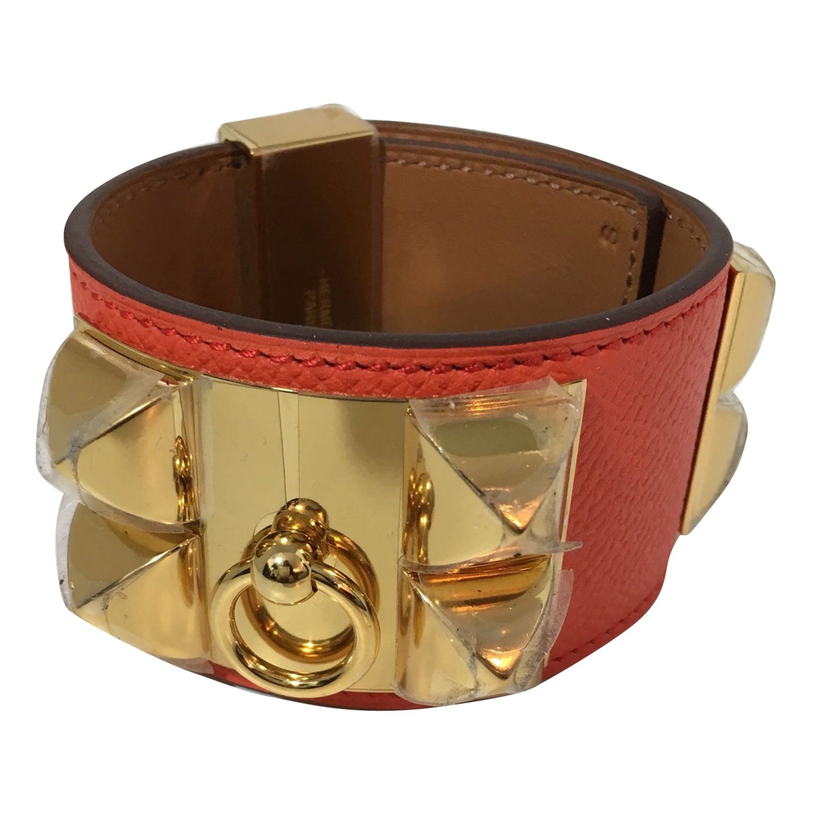 Hermès MEDOR Bracelet Pink Leather Metal ref.67214 - Joli Closet