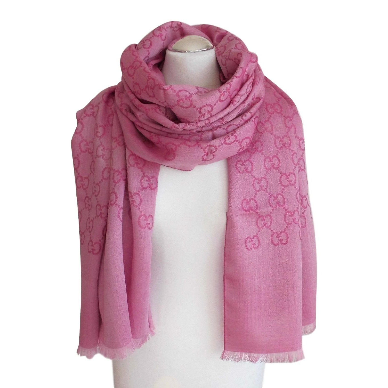 Gucci Pink Scarf Scarves Silk,Wool Pink 