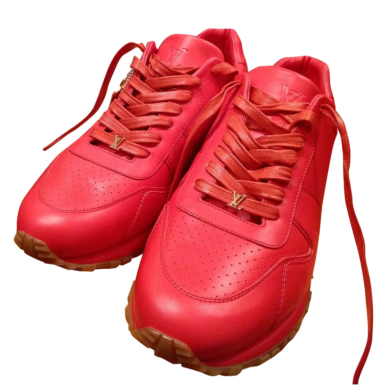 Louis Vuitton x Supreme Red Leather Run Away Lace Up Sneakers Size 42.5  Louis Vuitton