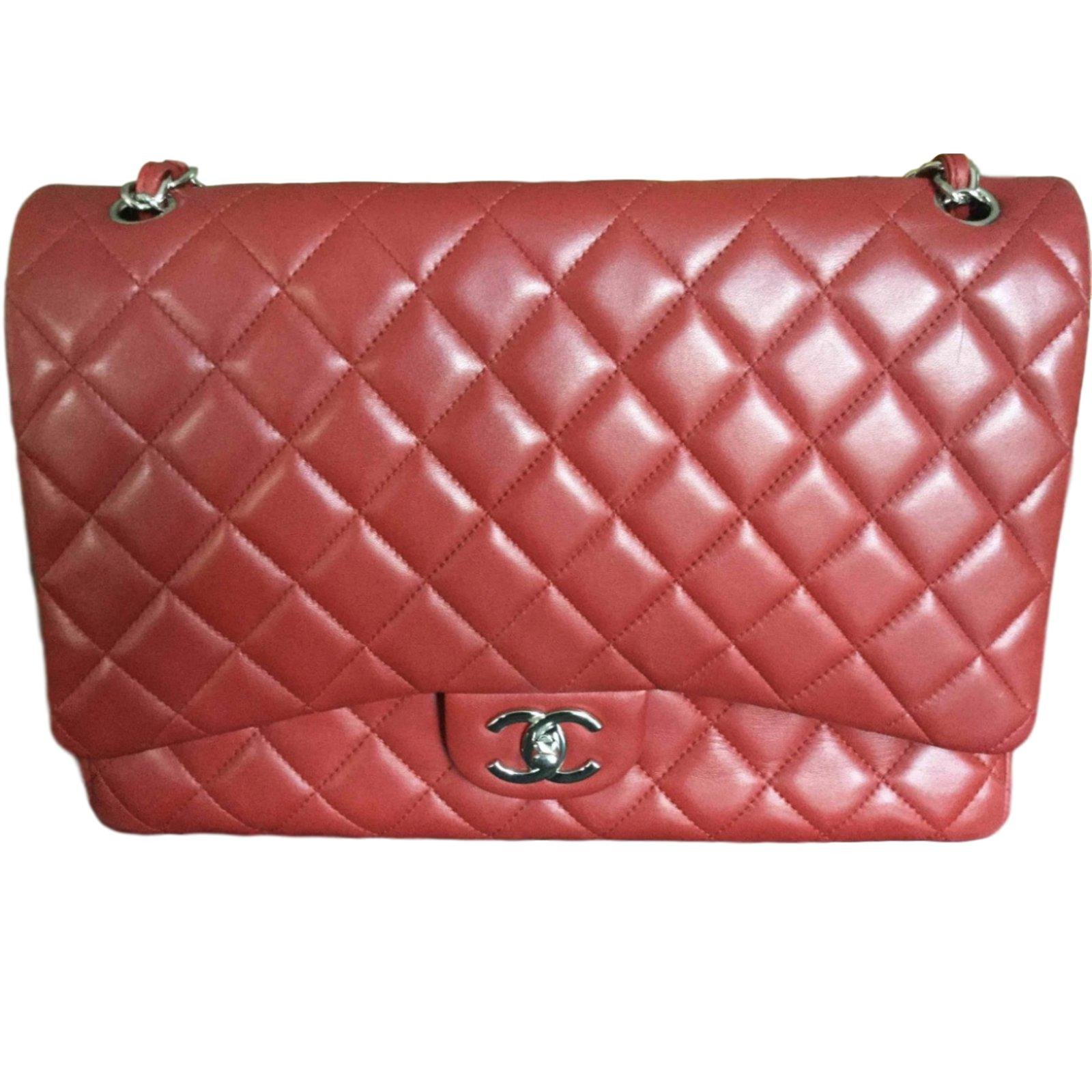 Chanel Maxi Jumbo timeless Red Leather ref.68605 - Joli Closet
