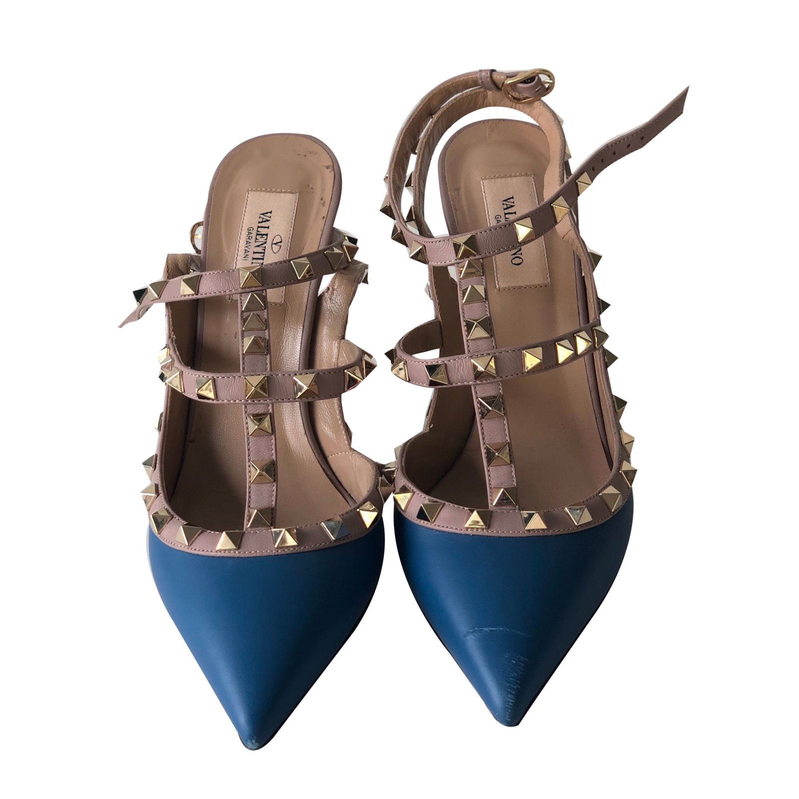 blue valentino rockstud heels