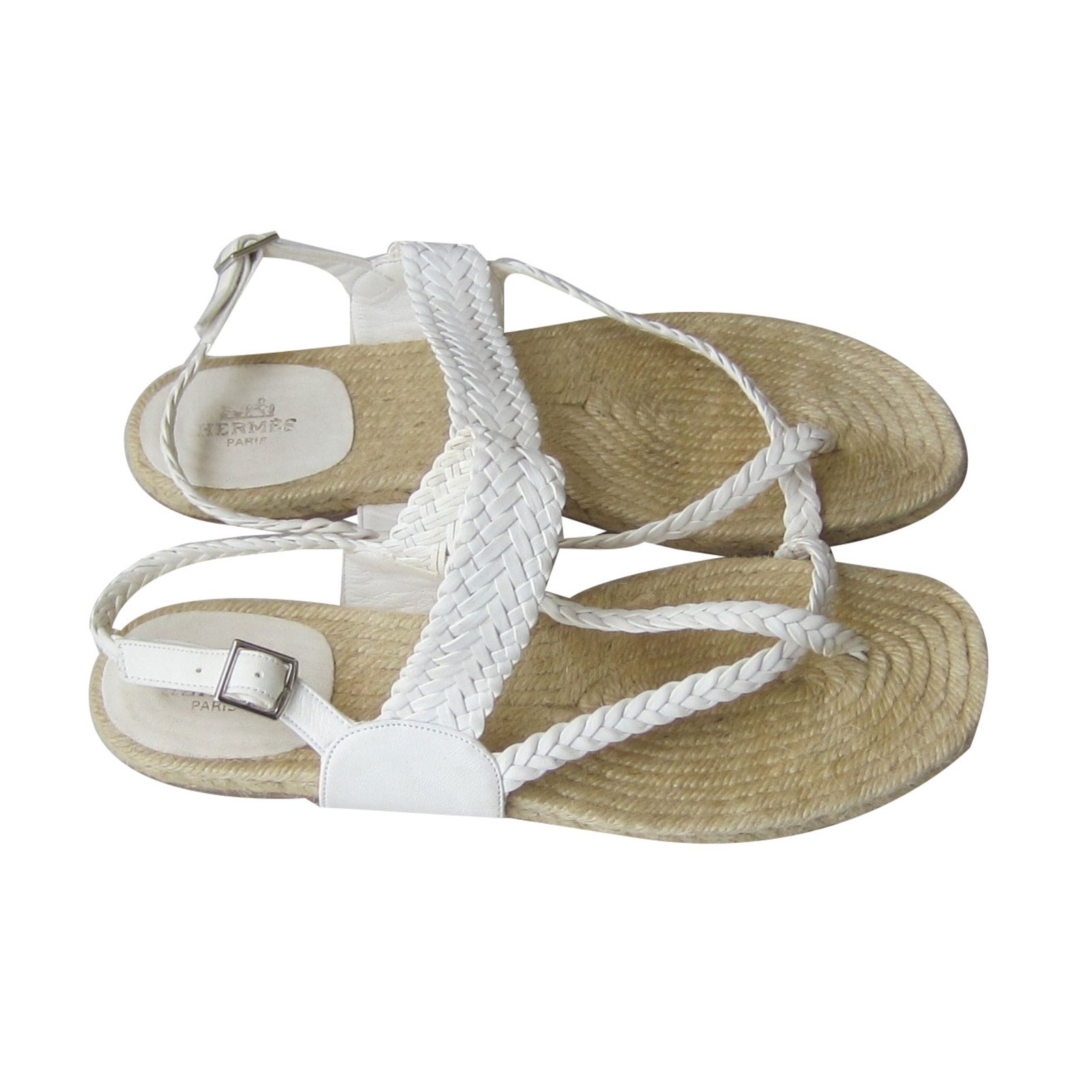 white braided sandals