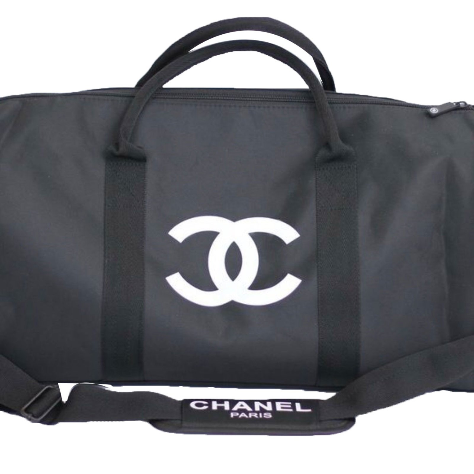 Chanel Nylon Microfiber Large CC Logo Gym Travel Sport Bag For Sale at  1stDibs