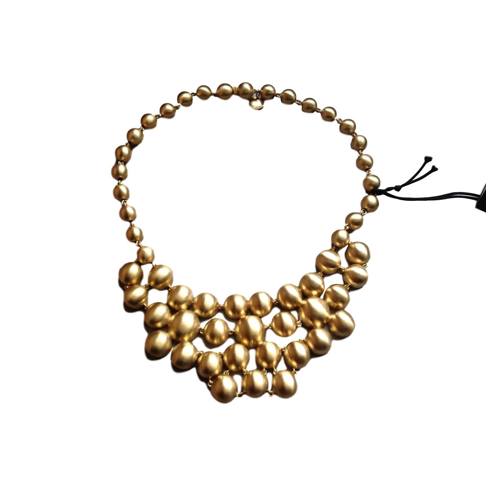 Collier Ras De Cou Vintage En Laiton Doré - Longueur 30x37 Cm - Occasion