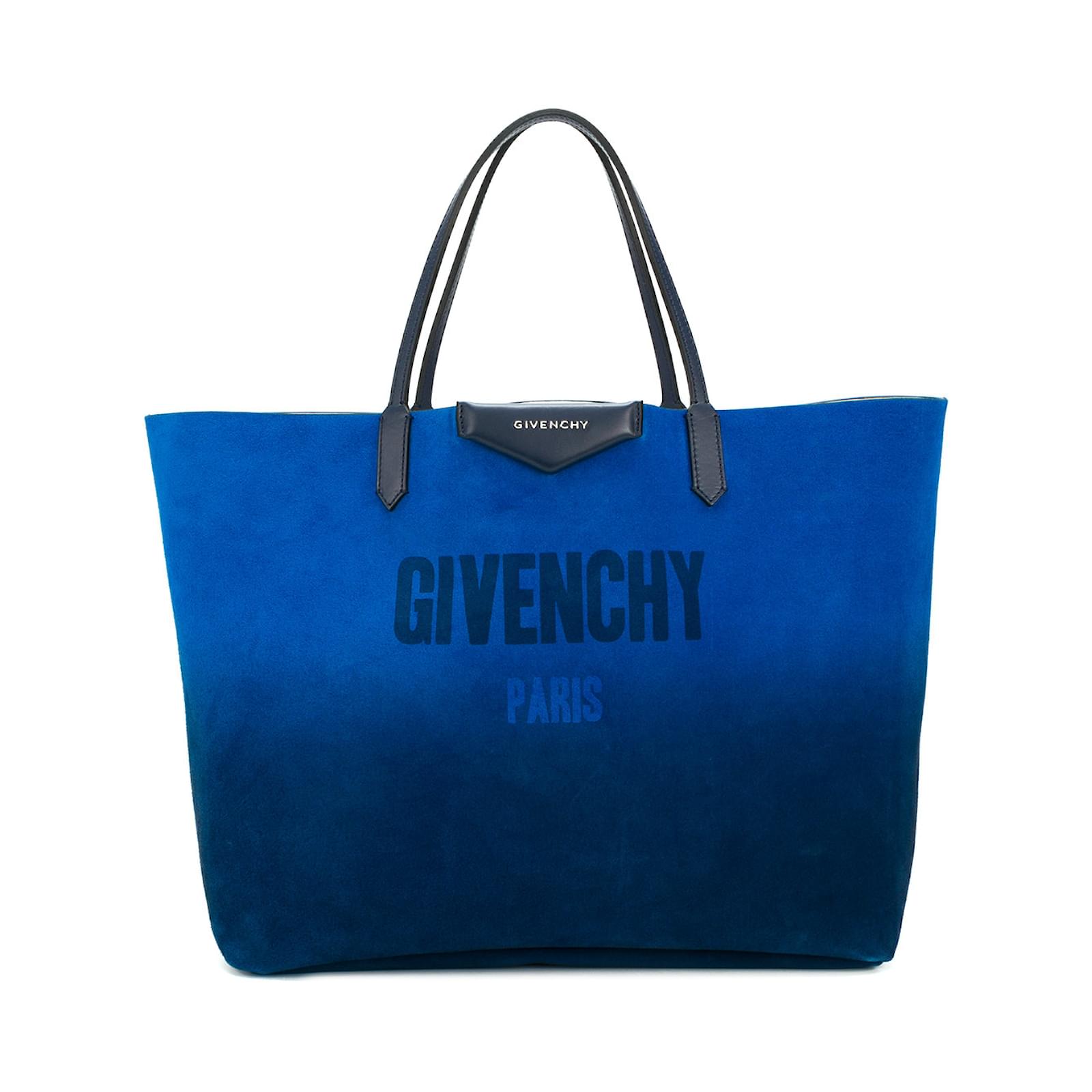 Givenchy Antigona Shopping Tote Silvery Blue Leather