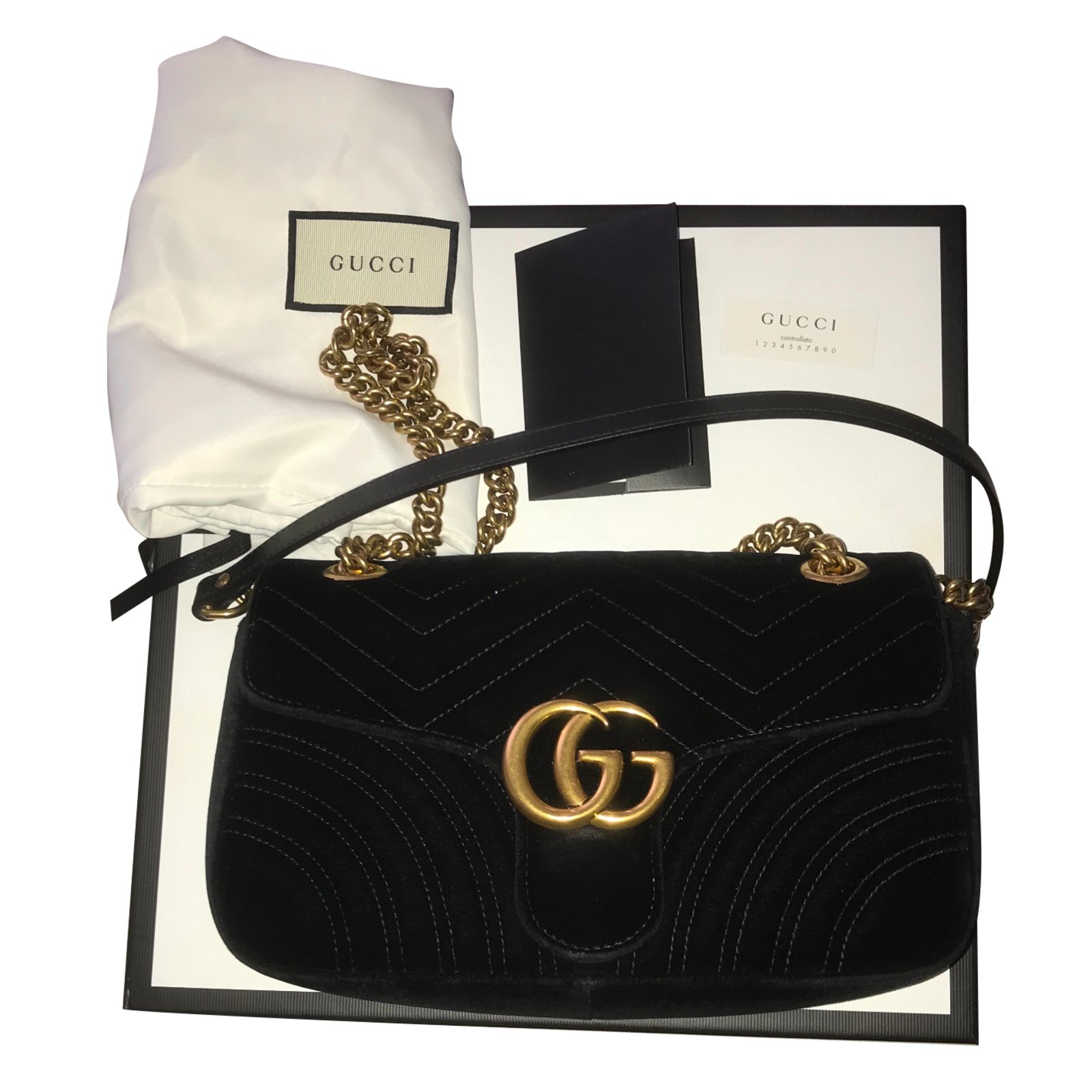 Gucci Marmont Handbags Velvet Black ref 