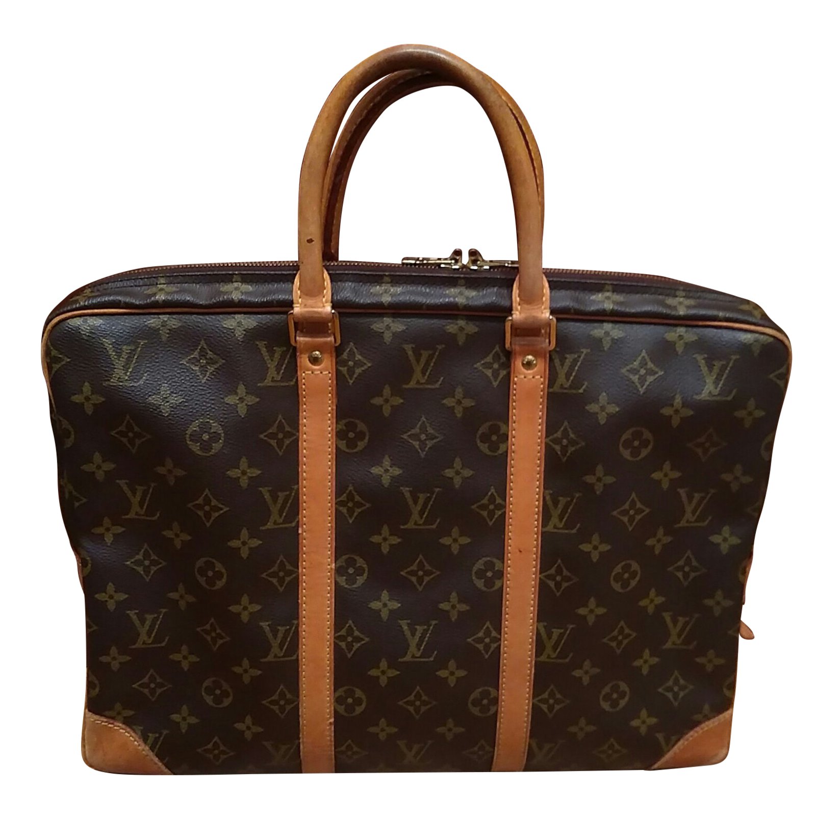 Louis Vuitton Bags Briefcases Brown Leather Cloth ref.76101 - Joli