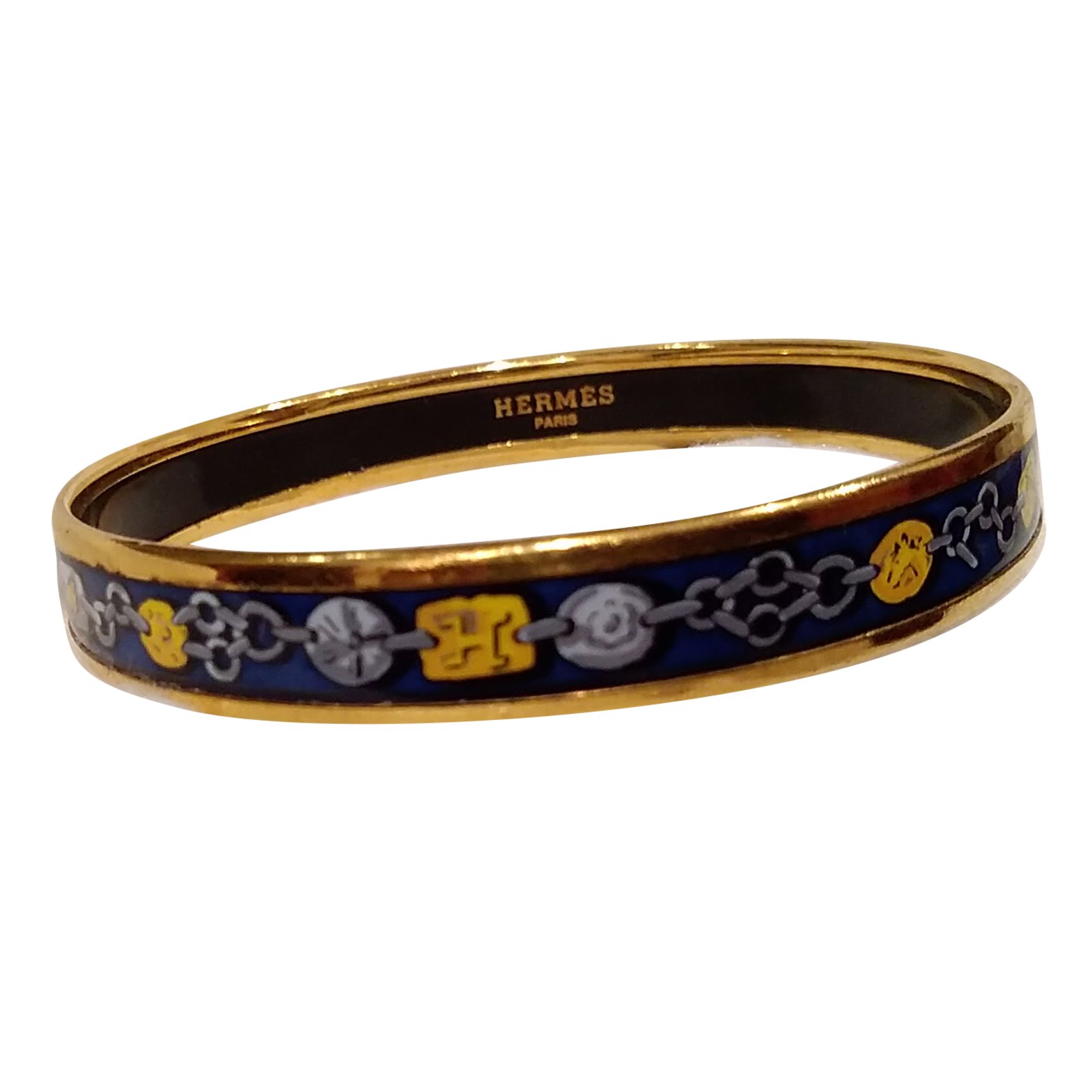 Hermès Bracelet Blue Ceramic Gold-plated ref.70107 - Joli Closet