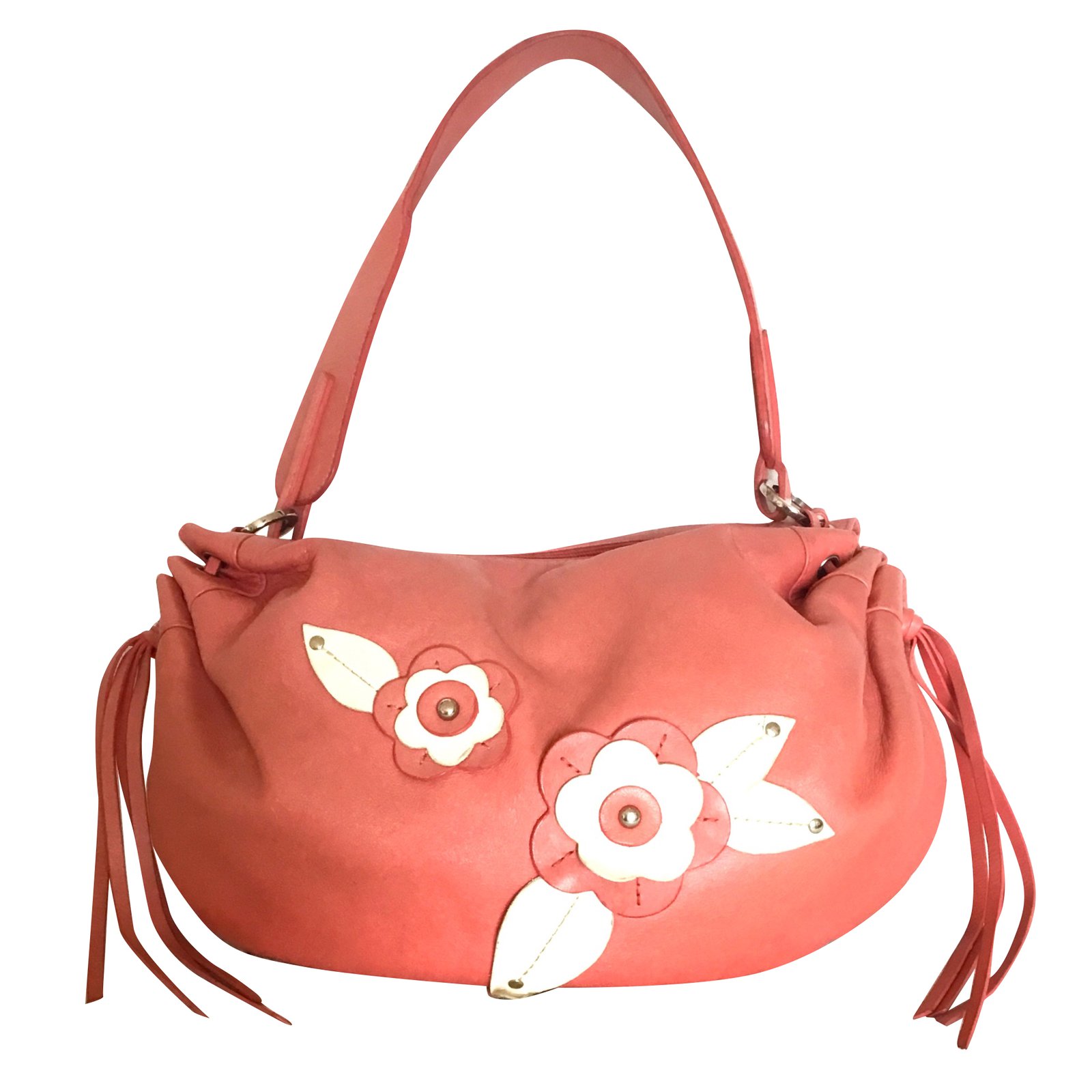 Lancel Handbag Handbags Leather Pink Orange Ref 70125 Joli Closet Lancel Handbag Handbags Leather Pink Orange Ref 70125