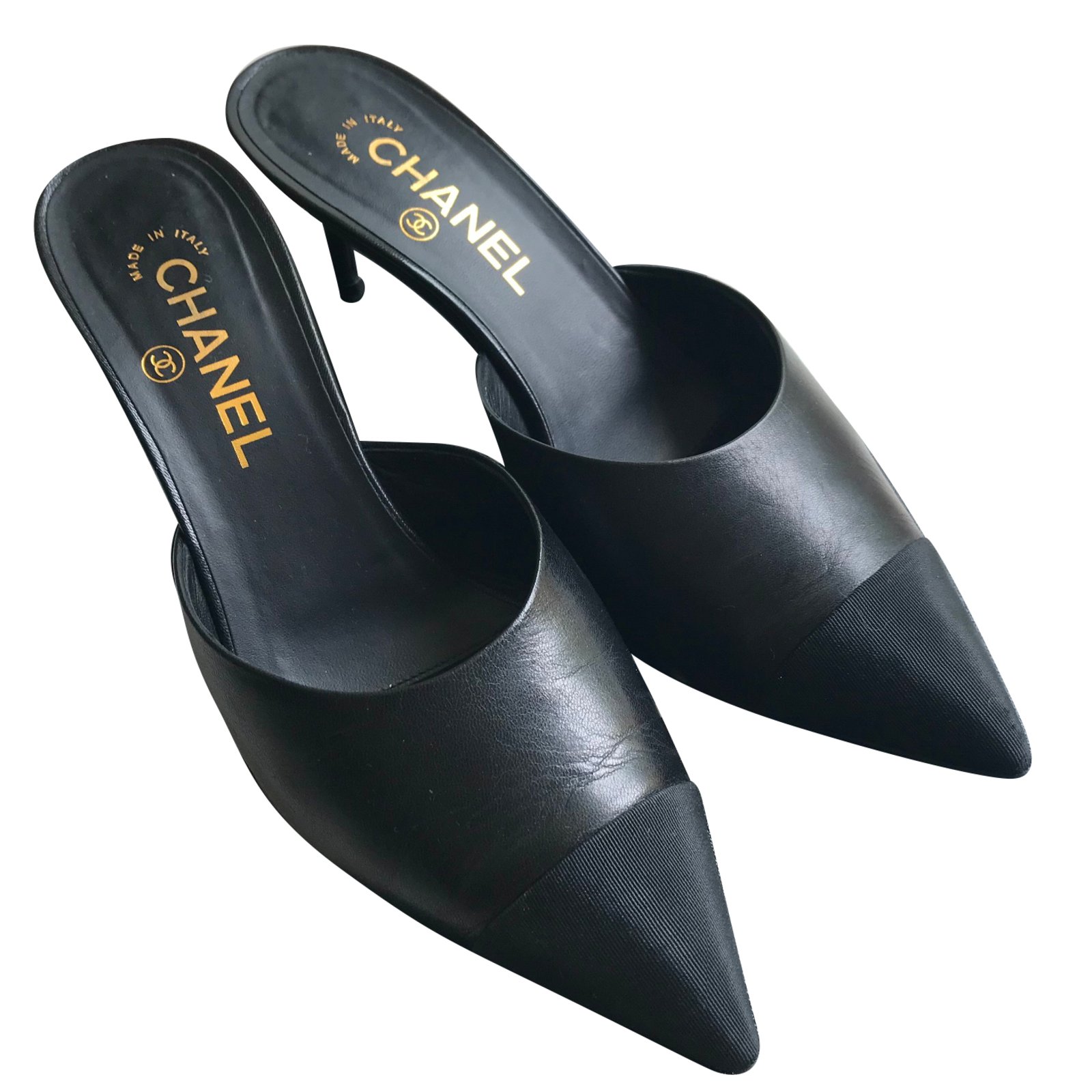 Chanel Mules Mules Leather Black ref 