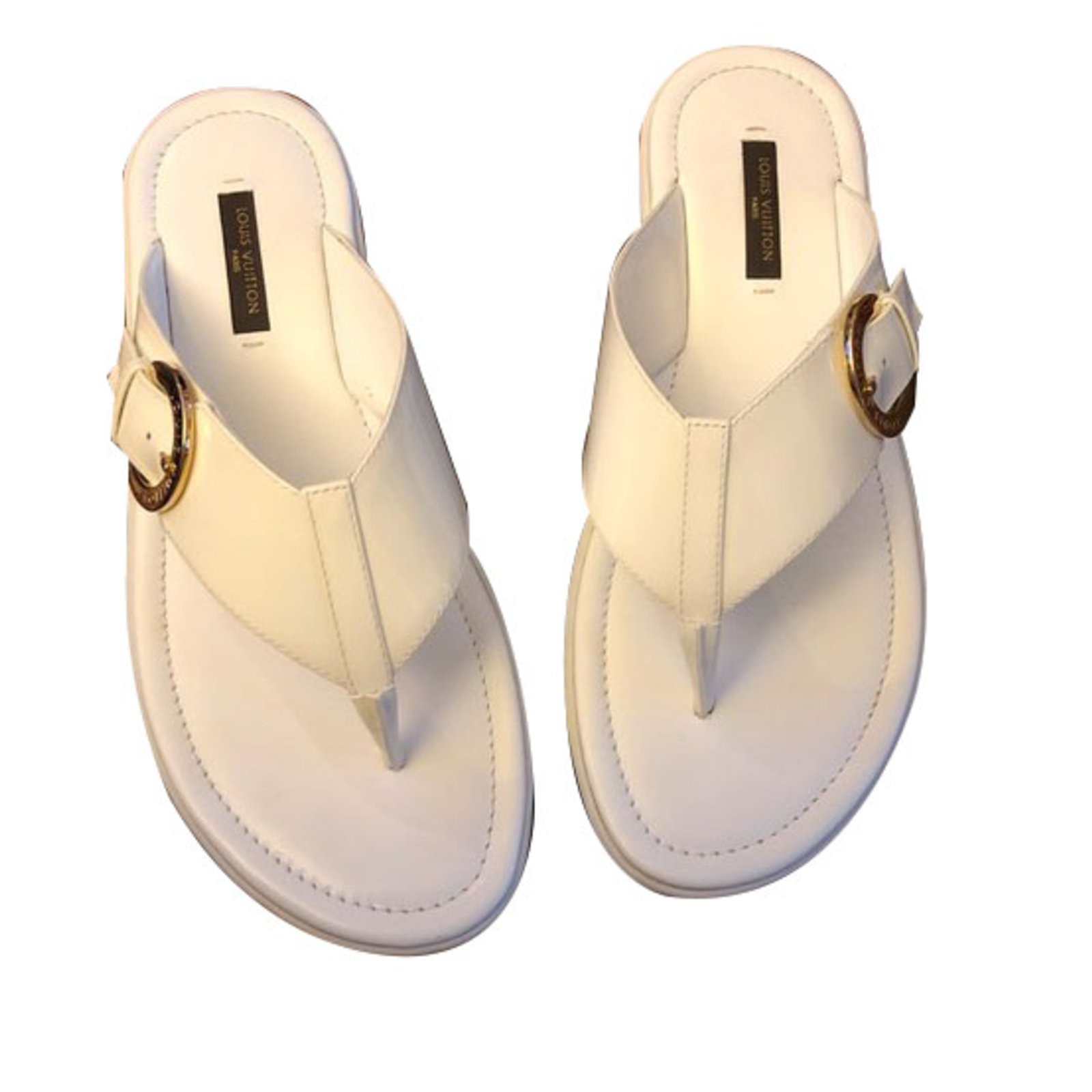 Louis Vuitton Patent Leather Flip Flops - White Sandals, Shoes - LOU775142