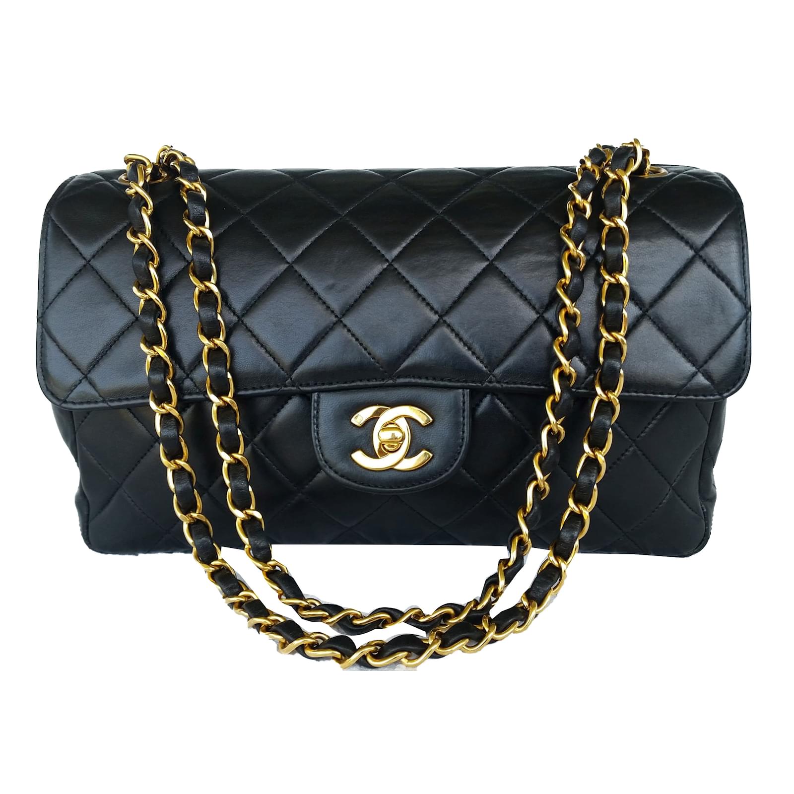 Chanel Classic Matelasse Double Sided Bag Black Lambskin ref