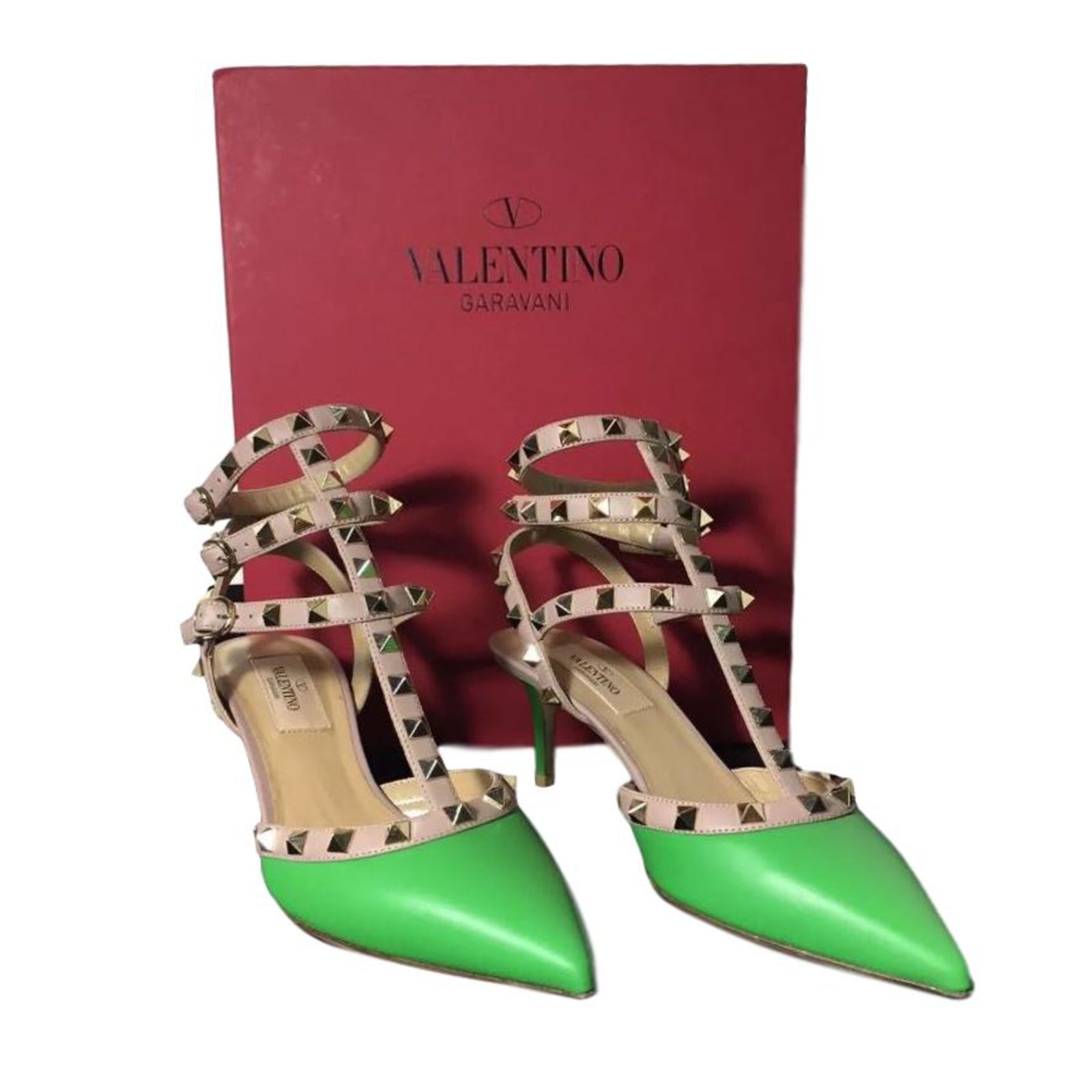 Bek Resistent Verschrikking Valentino Rockstud Pumps Green Leather ref.70395 - Joli Closet