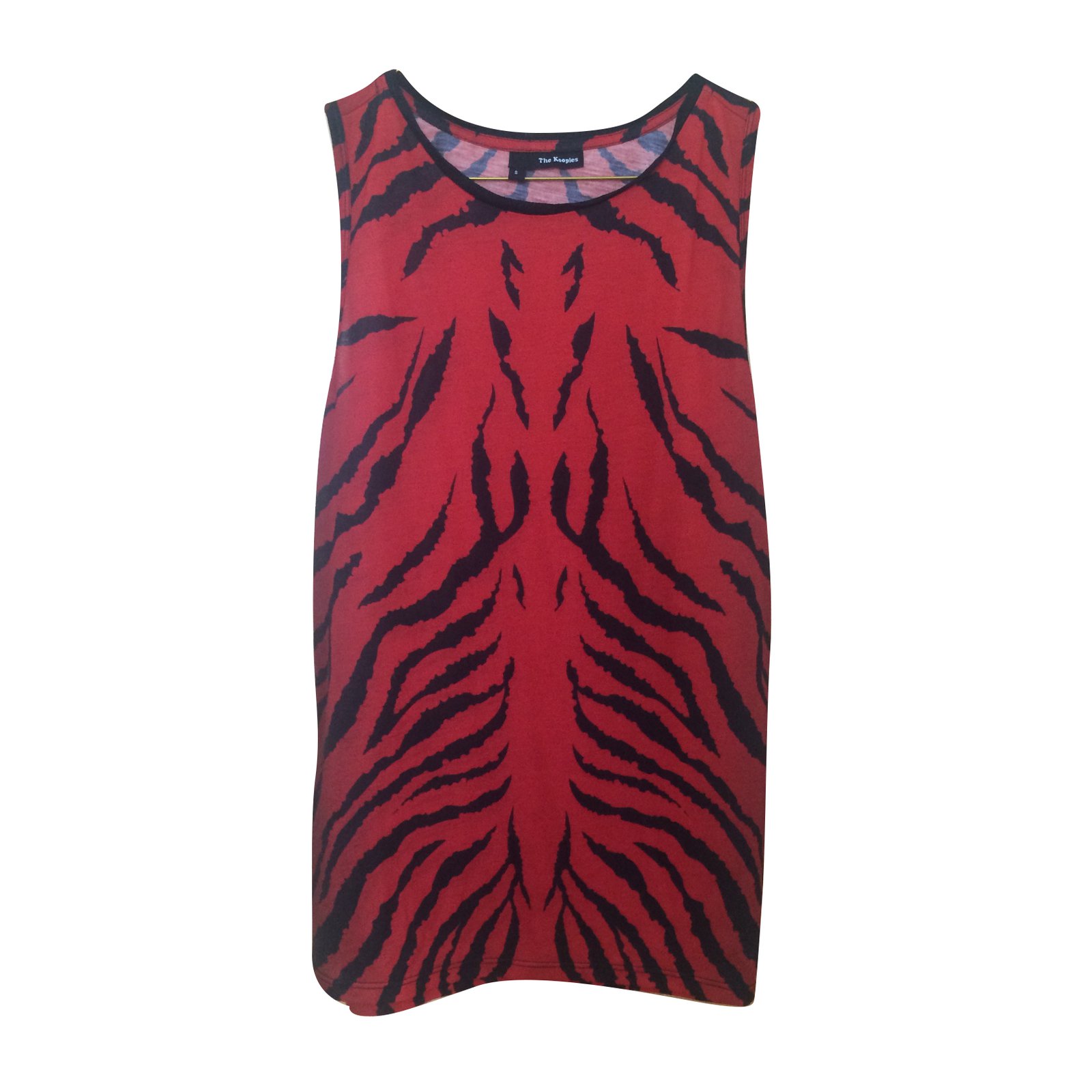 black and red animal print top