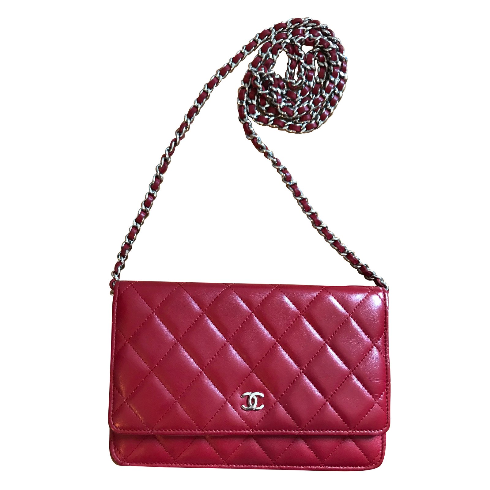 chanel crossbody bag red leather