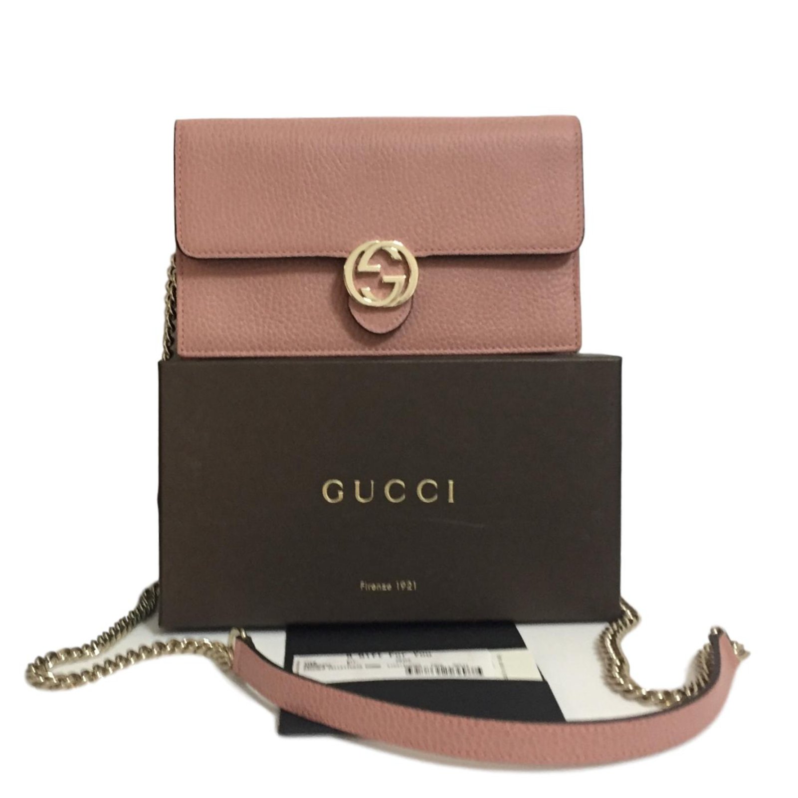 gucci pink wallet on chain