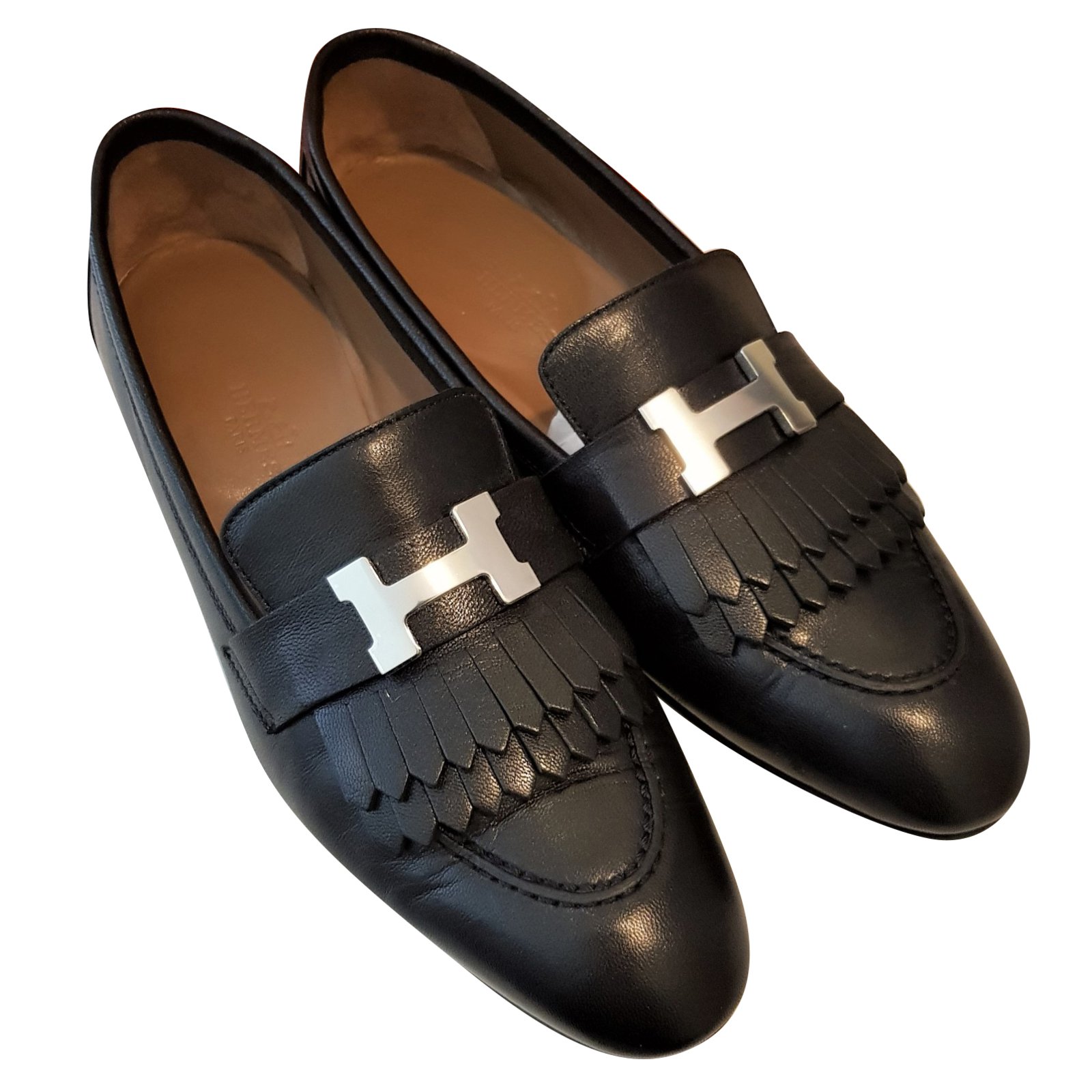 Hermès Mocassins Cuir Noir ref.71445 - Joli Closet