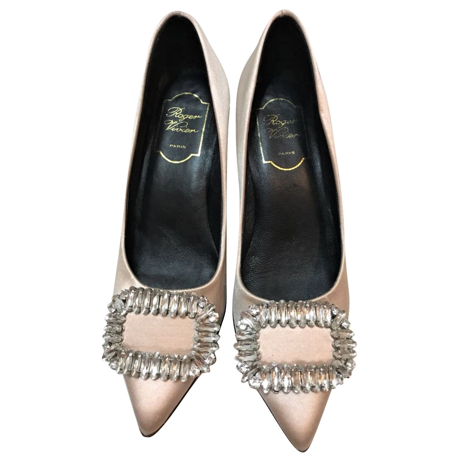 Roger Vivier Satin Crystal buckle shoes 