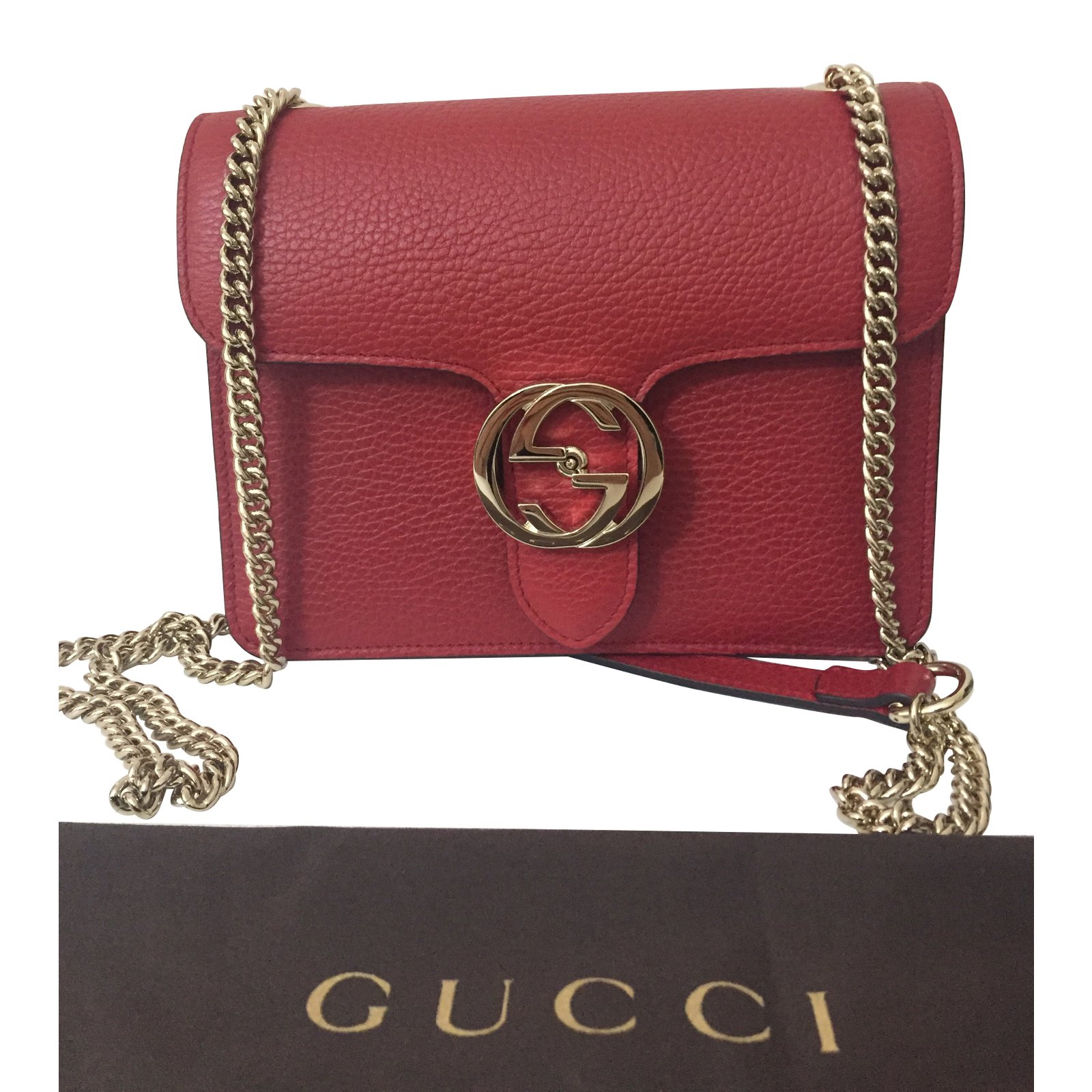 Gucci Interlocking Clutch bags Leather Red ref.71481 - Joli Closet