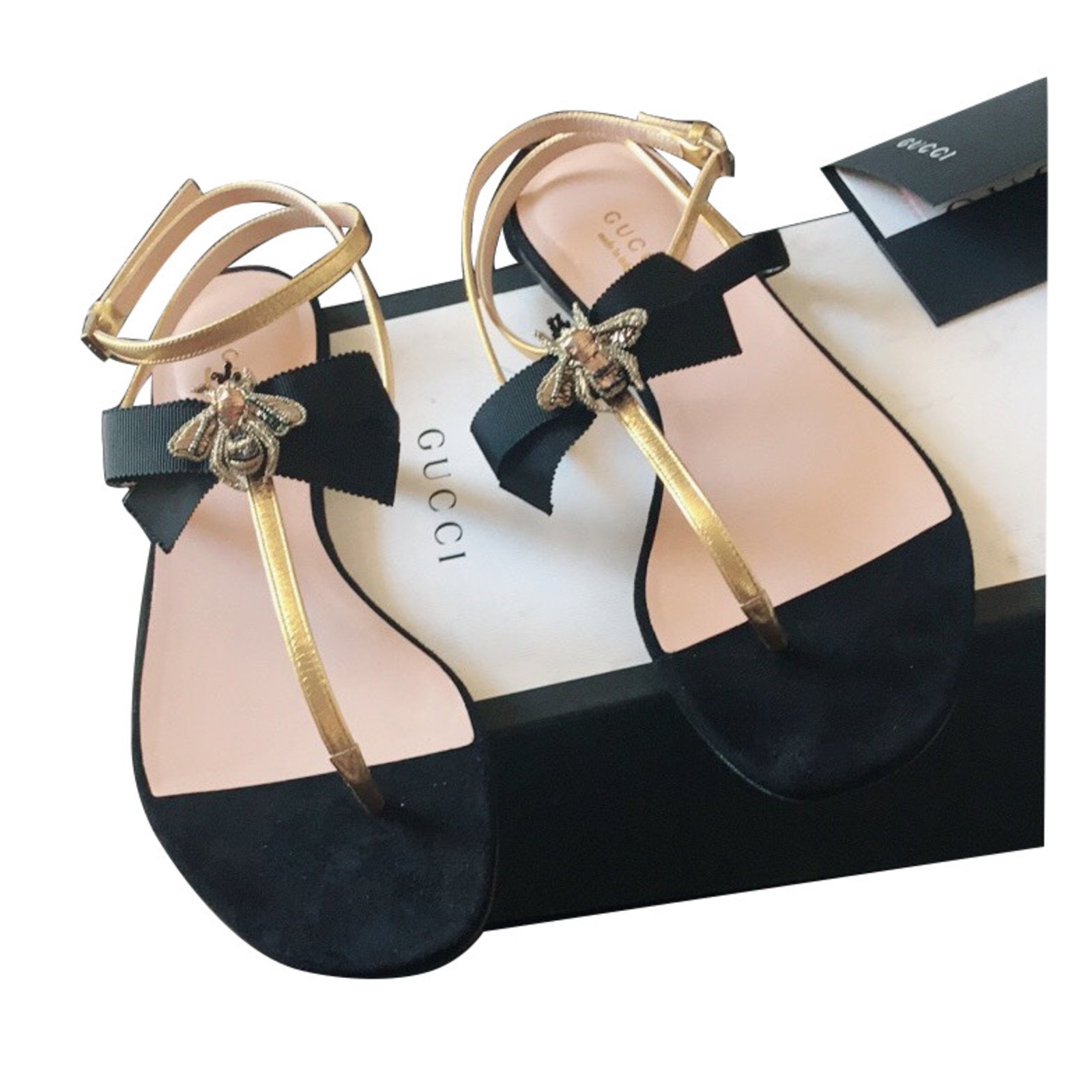 black and gold gucci sandals