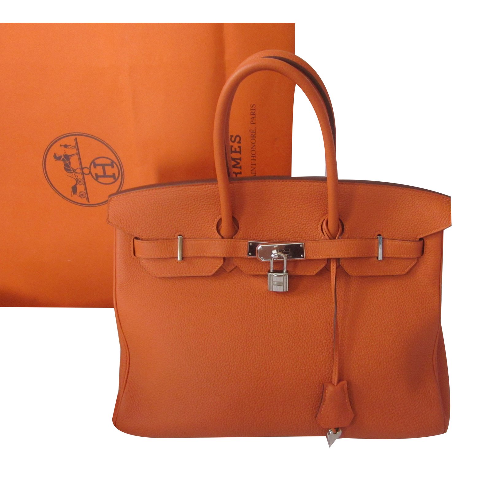 Hermès HERMES BIRKIN BAG 35 orange Leather ref.1013600 - Joli Closet