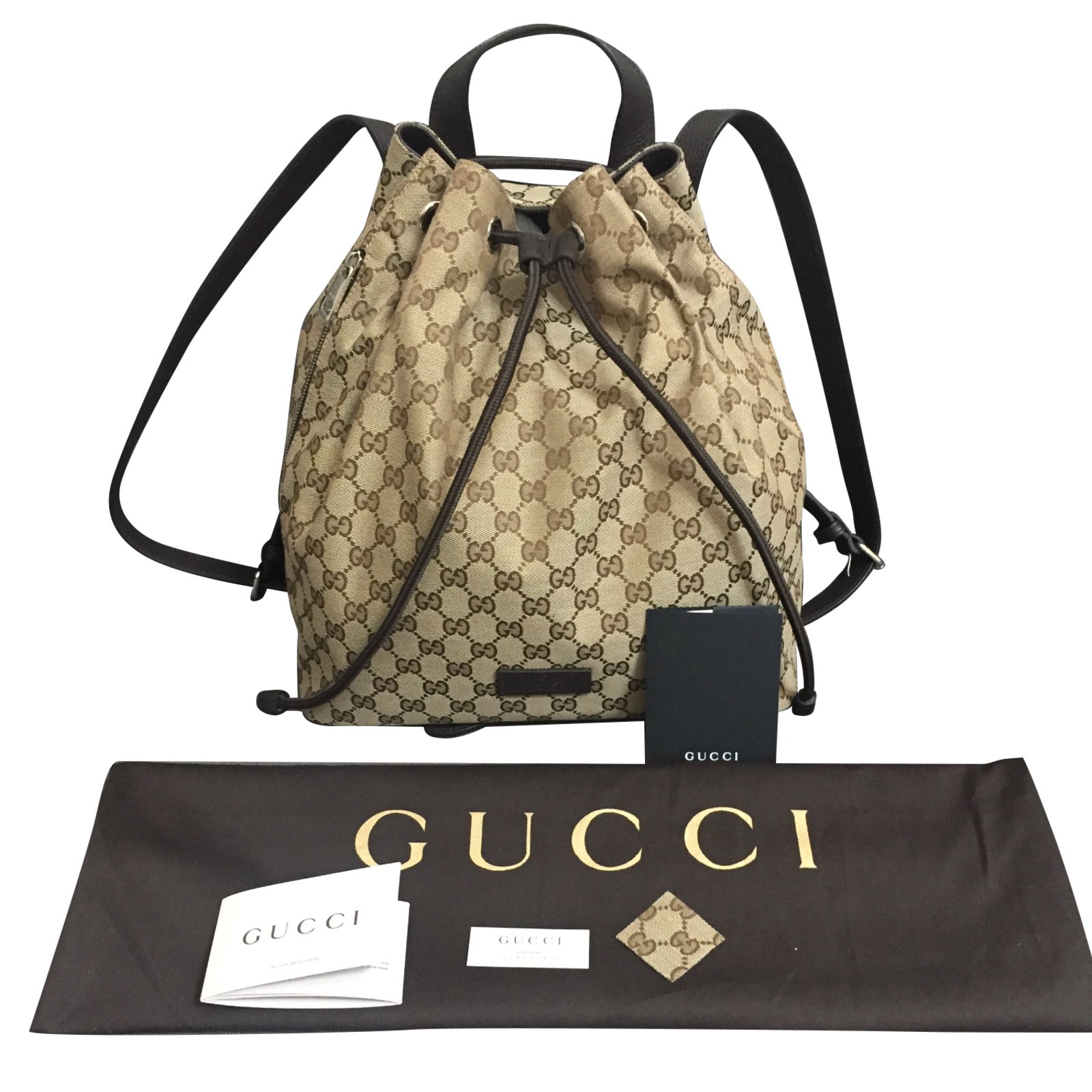 Gucci Monogram Backpack Beige Leather ref.72187 - Joli Closet