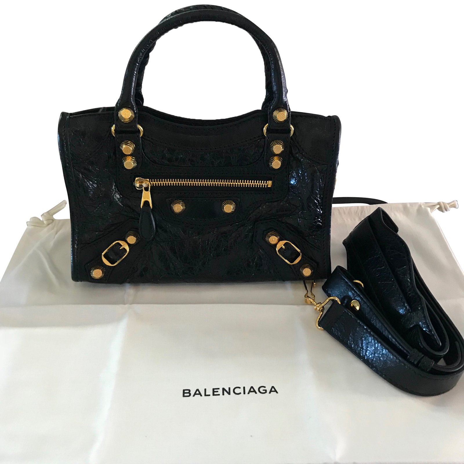 Balenciaga Mini City Black Leather ref.72199 - Joli Closet