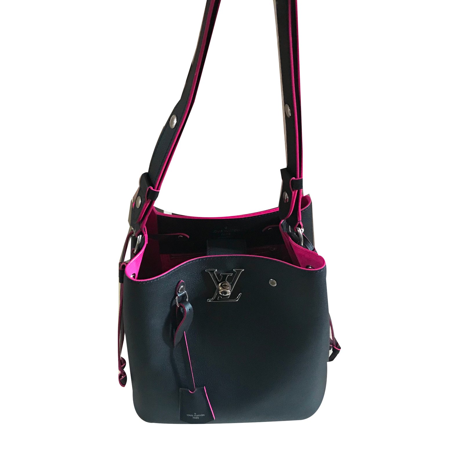 Louis Vuitton Lockme Handbags Leather Black,Pink ref.72413 - Joli Closet