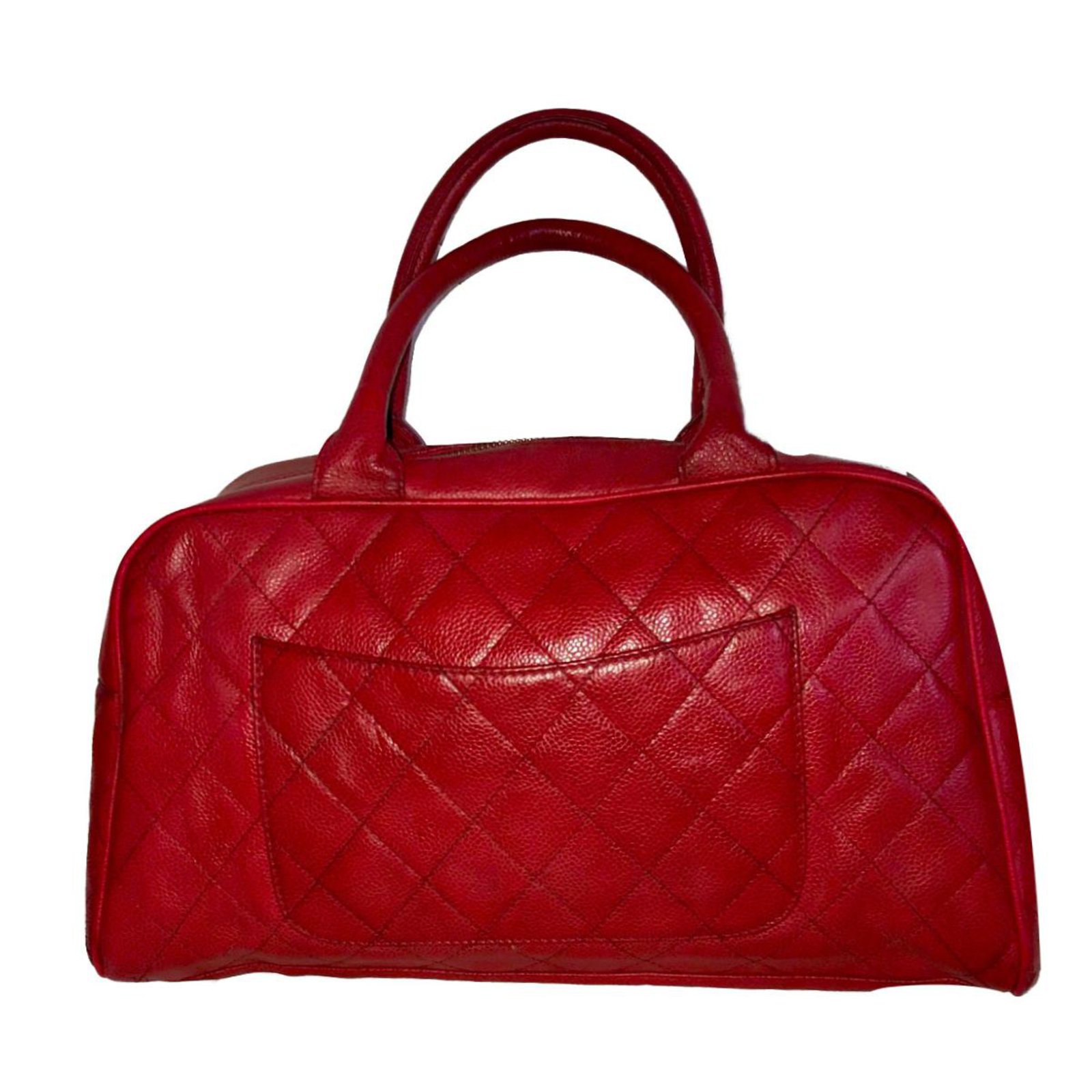 Chanel Bowling Bag Handbags Leather Dark Red Ref 72535 Joli Closet Chanel Bowling Bag Handbags Leather Dark Red Ref 72535