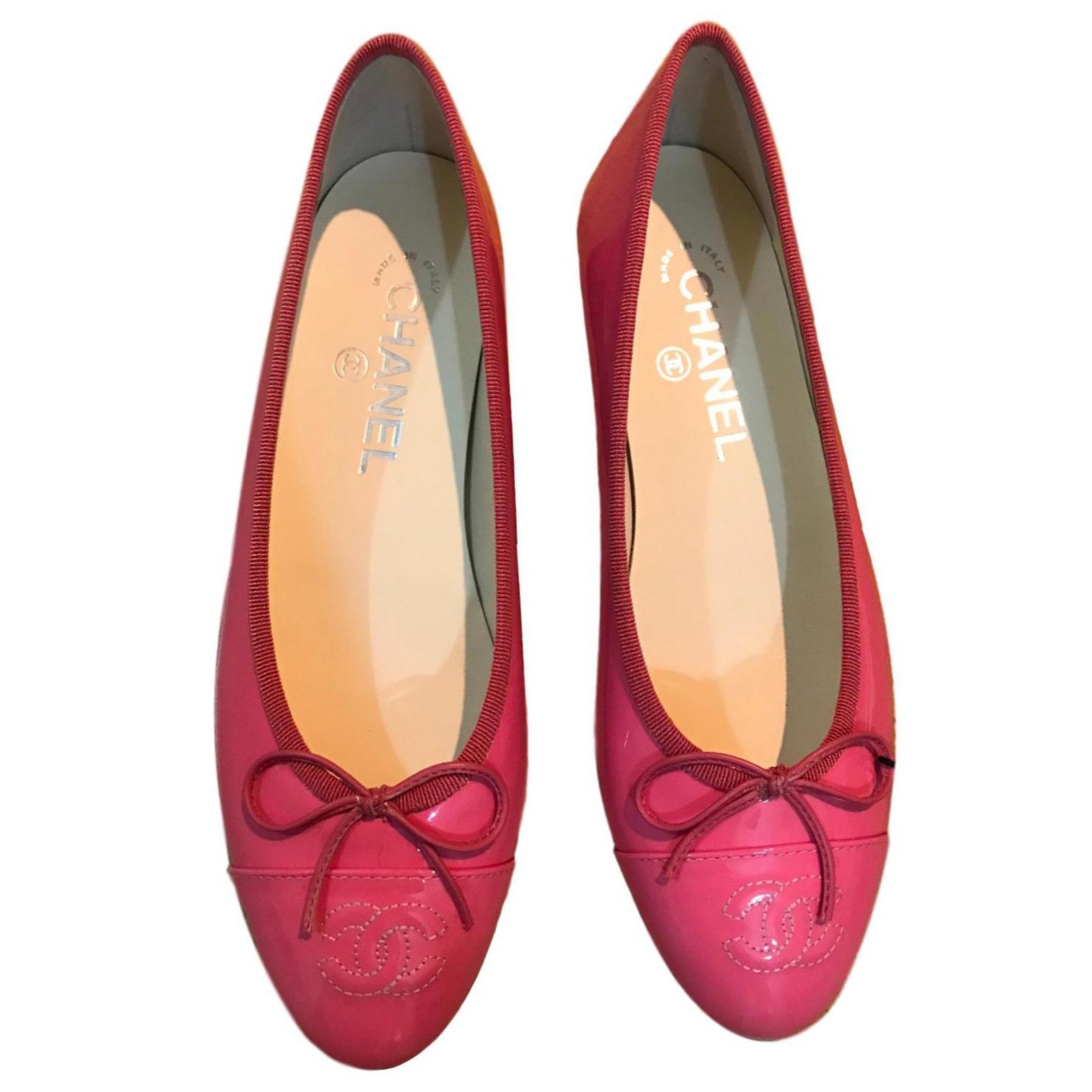 Chanel Ballet flats Pink Patent leather ref.72843 Joli
