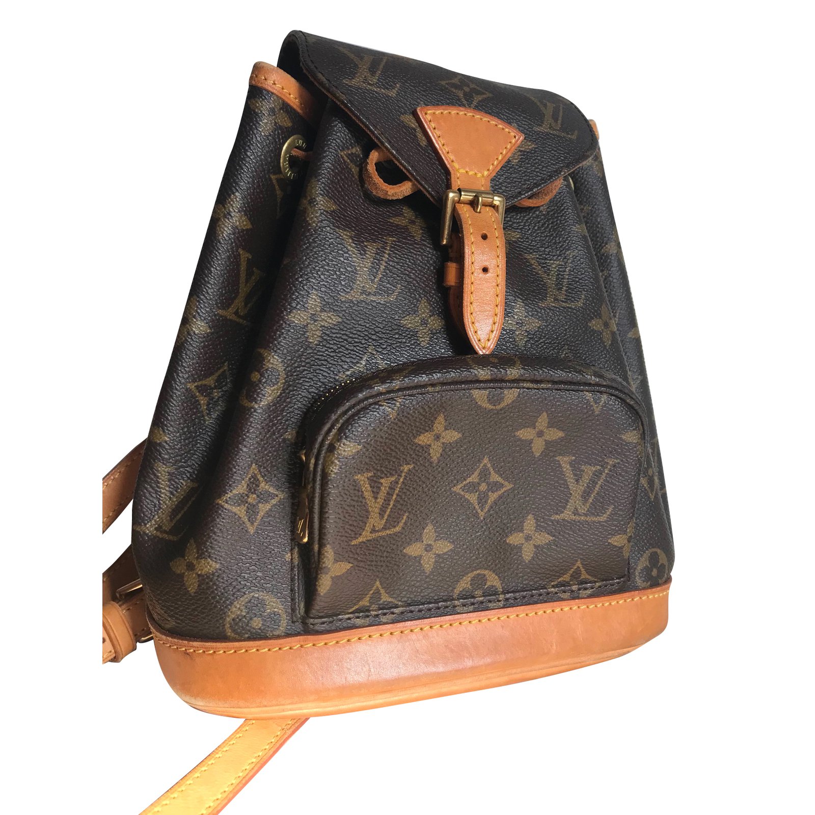 Louis Vuitton Montsouris Mini Backpack Monogram Canvas Backpacks Leather,Cloth Brown,Golden ref ...