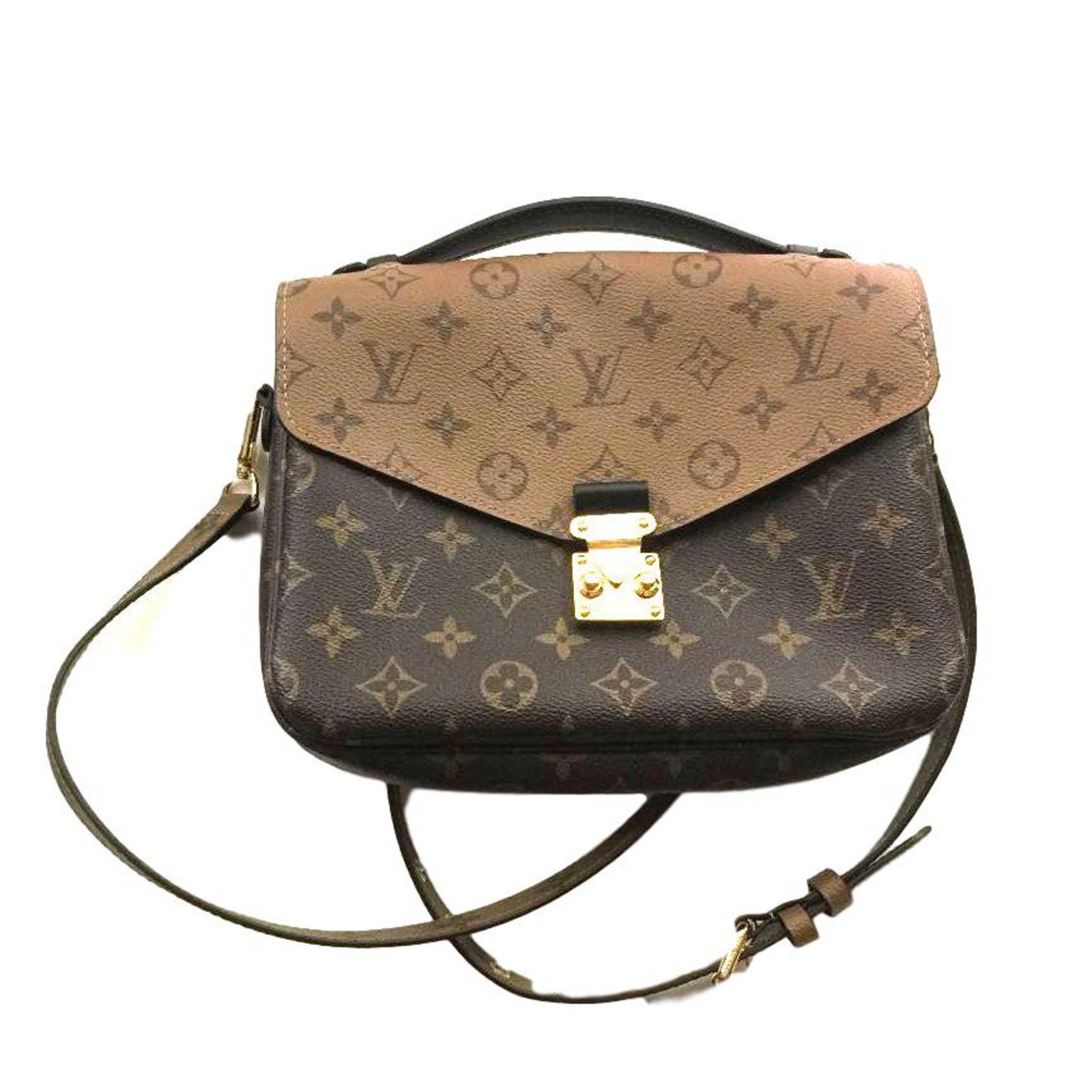 Louis Vuitton Pochette Metis Shoulder Bag Brown Leather Monogram Reverse  Coated