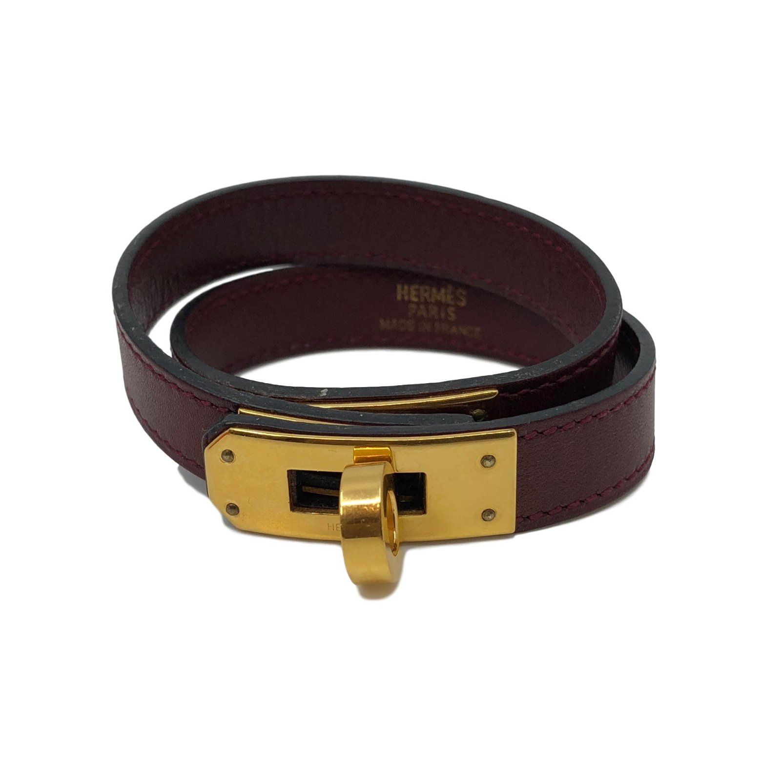 Hermès Kelly Bracelet Dark red Leather ref.73138 - Joli Closet