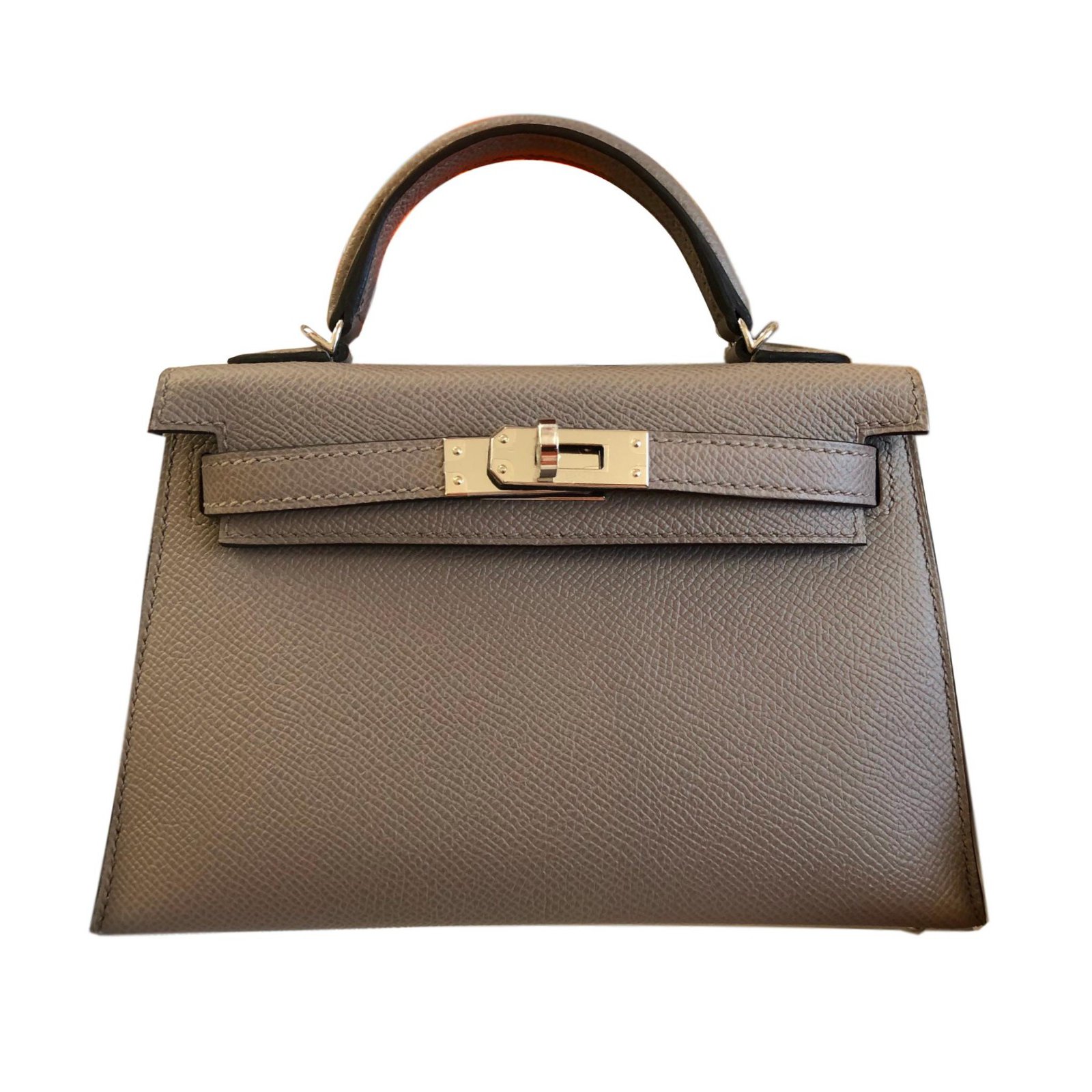 Herm s Mini  Kelly  II Handbags Leather Grey ref 73253 