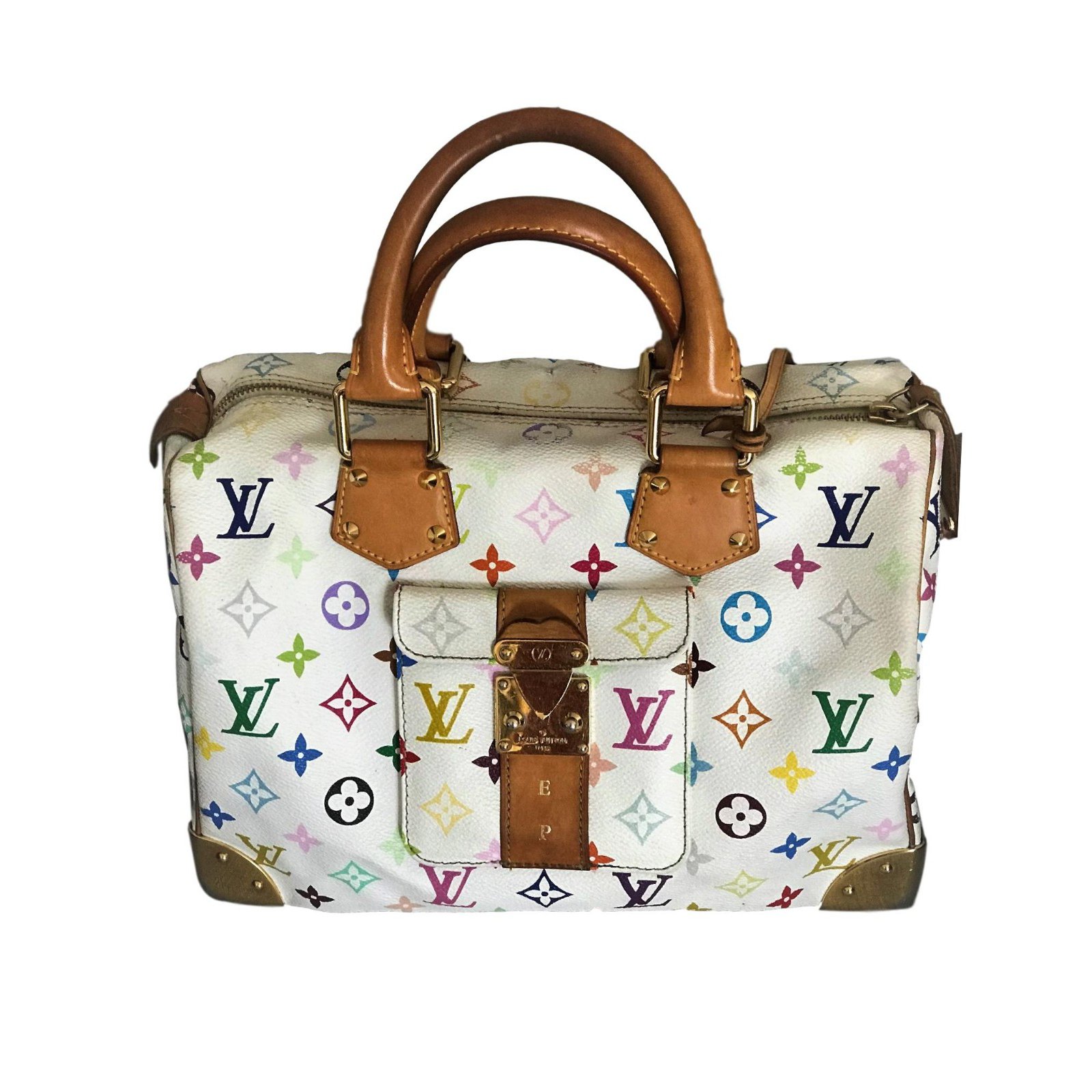 Louis Vuitton - Pre-owned Authentic Louis Vuitton White Monogram Multicolore  Speedy 30 on Designer Wardrobe