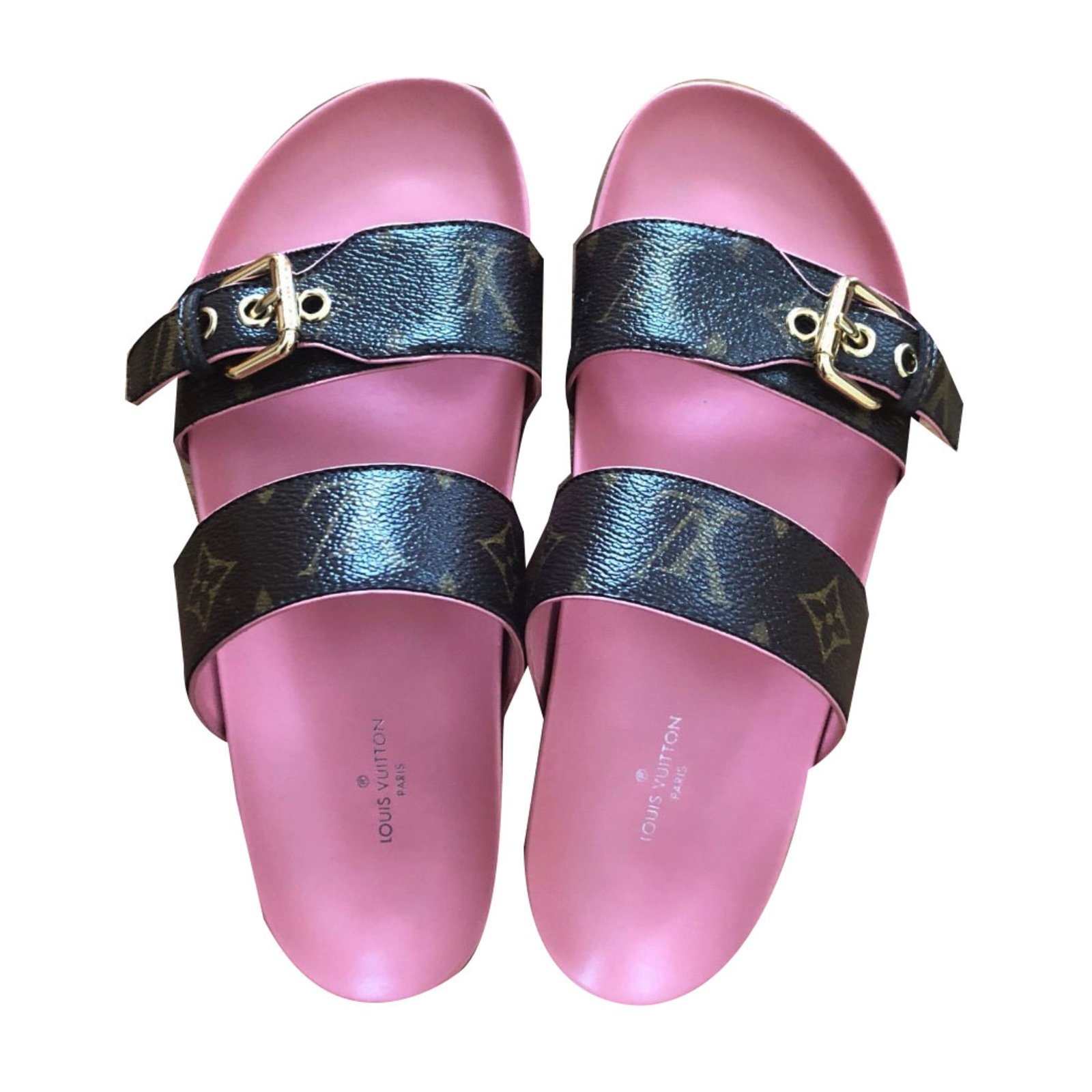 Louis Vuitton Monogram Sandals slippers EU 36 Brown Leather ref